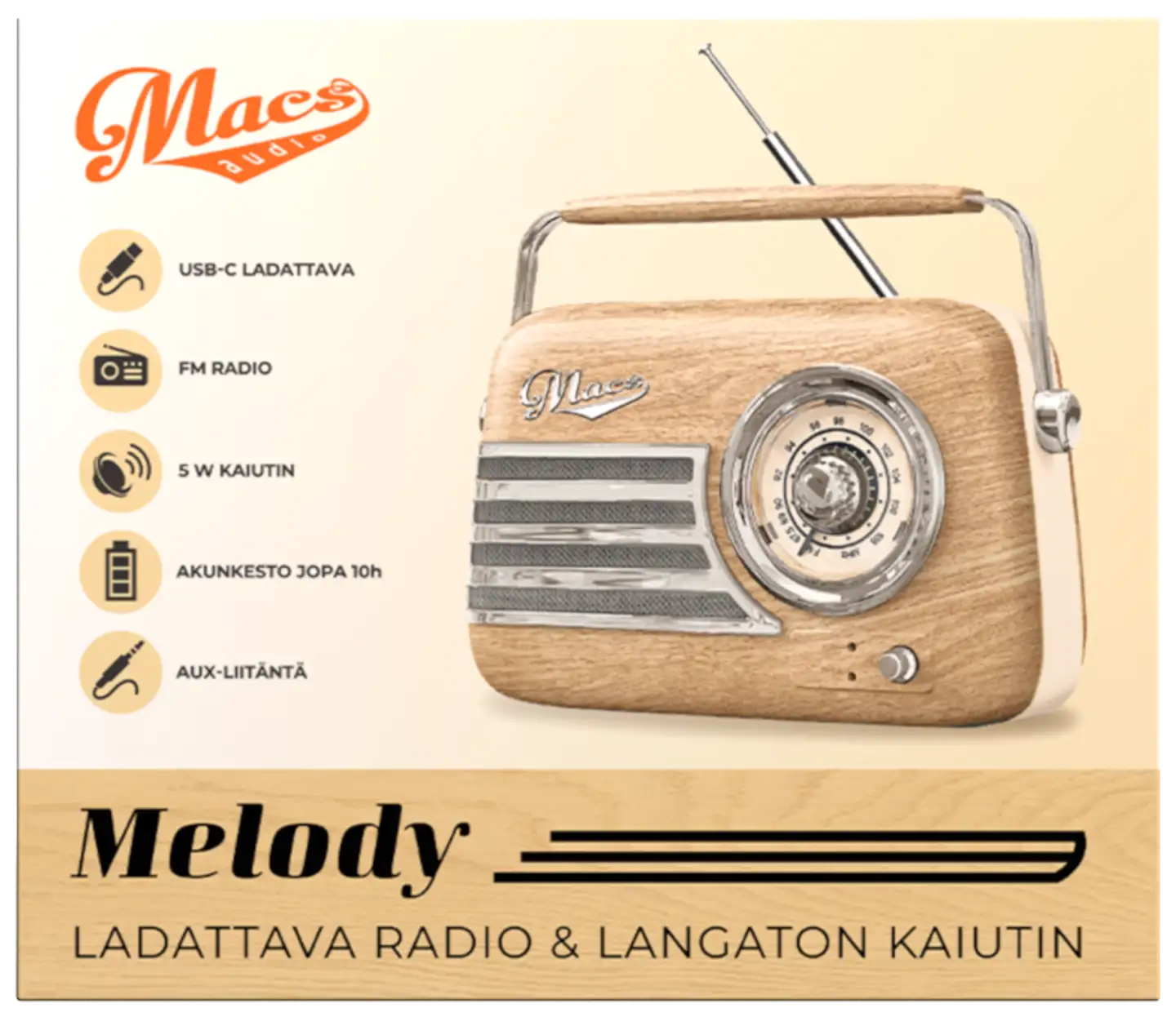 Macs radio Bluetooth kaiuttimella Melody puu - 3