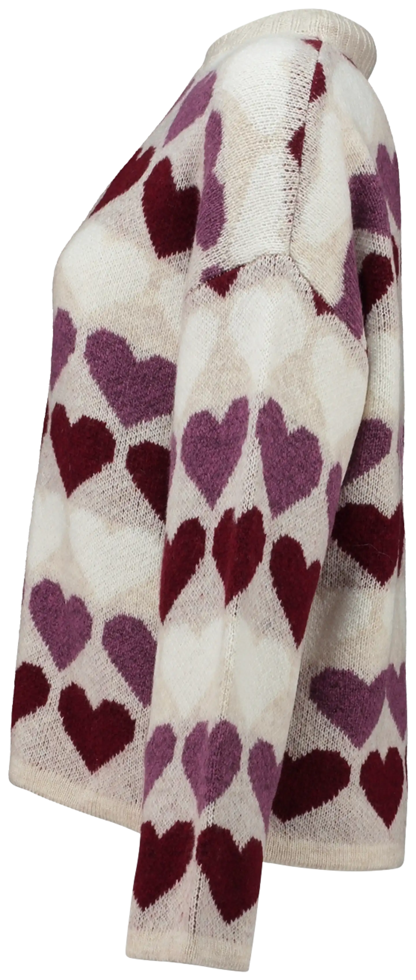Hailys naisten neule Sa44nna - beige/burgundy heart - 2
