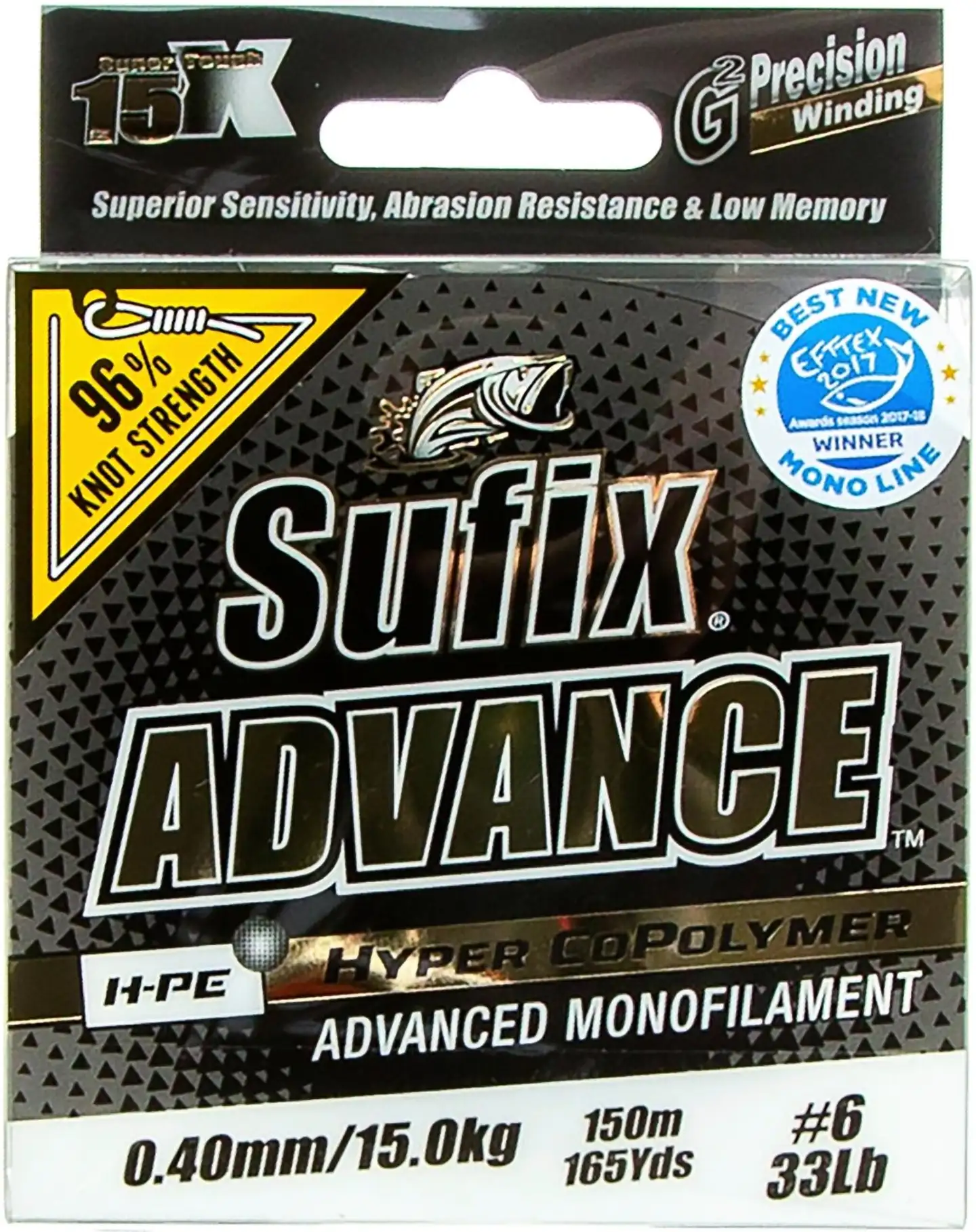 Sufix Advance 150m 0,40mm / 15,0kg kirkas monofiilisiima