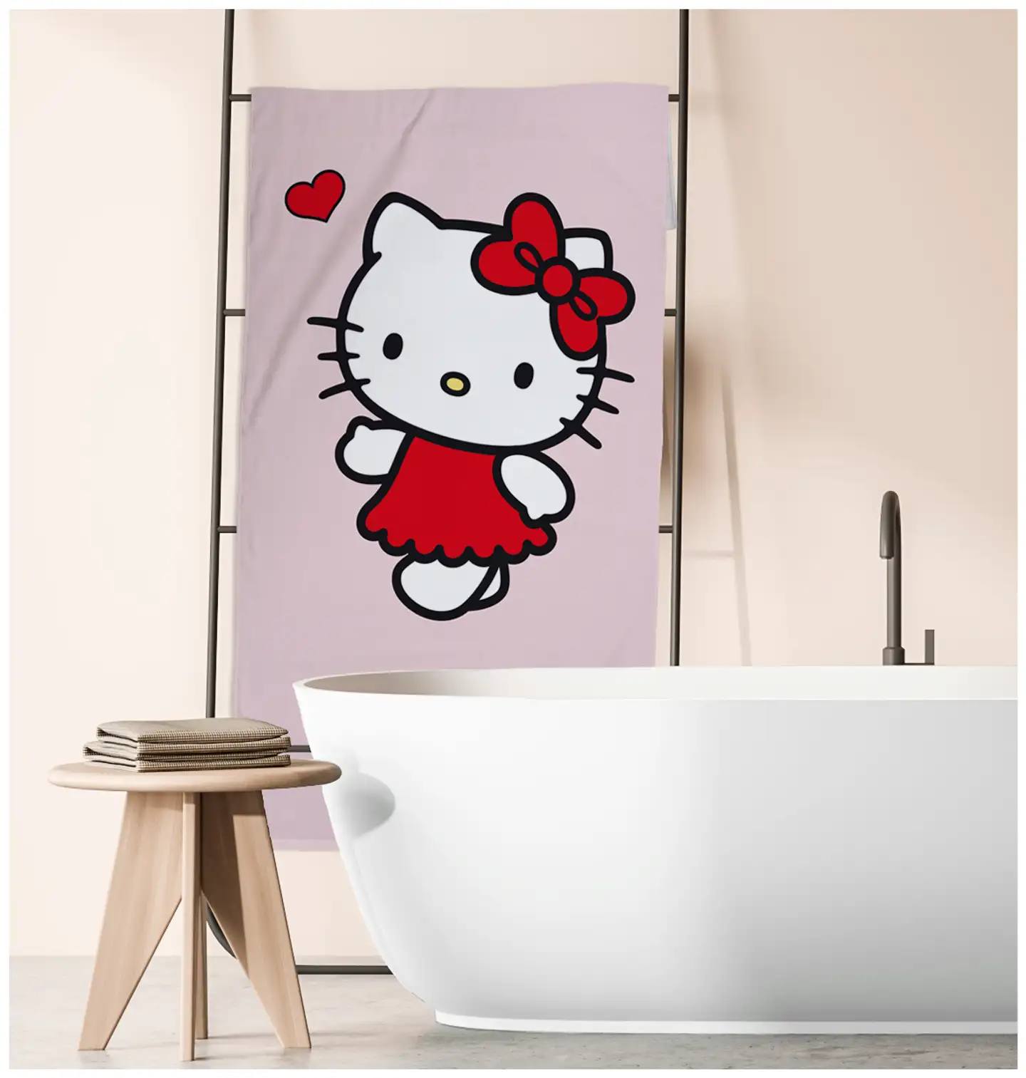 Hello Kitty lasten kylpypyyhe 70x140 cm pinkki - 5
