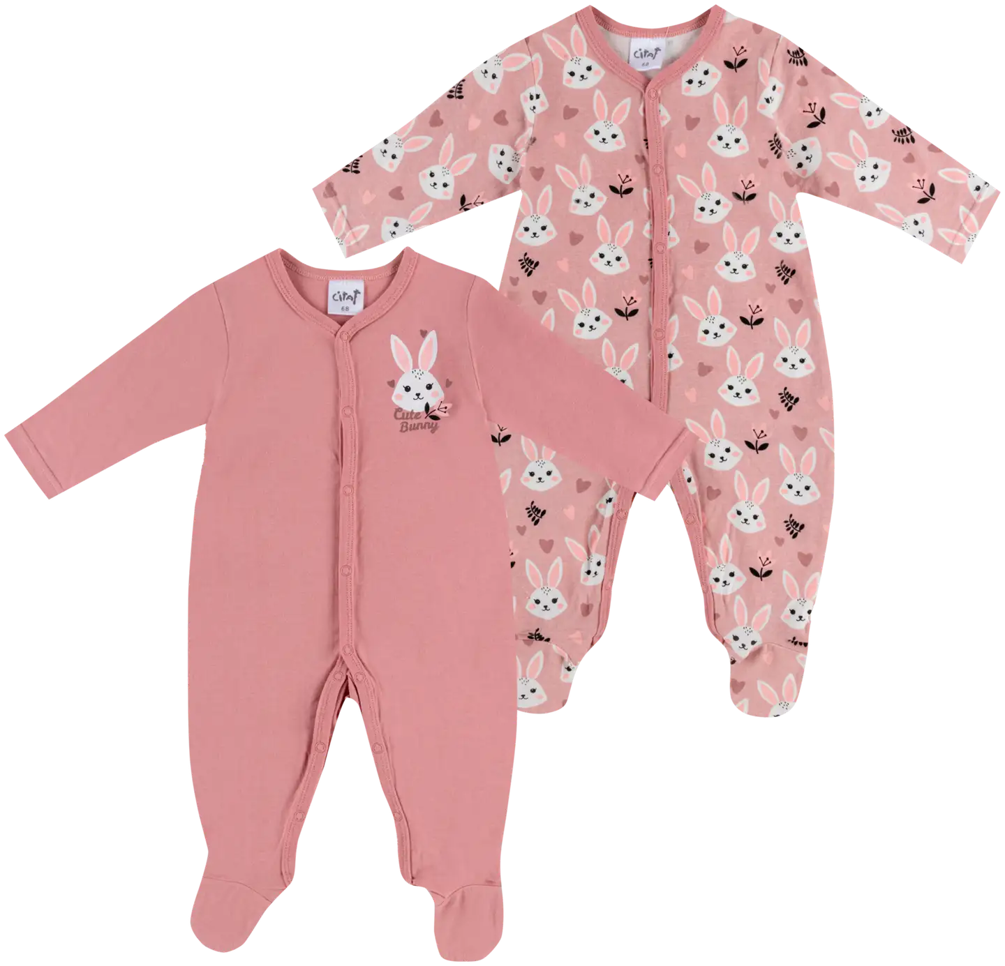 Ciraf vauvojen pyjama 250b244121 2-pack - bunny aop / bridal rose - 1