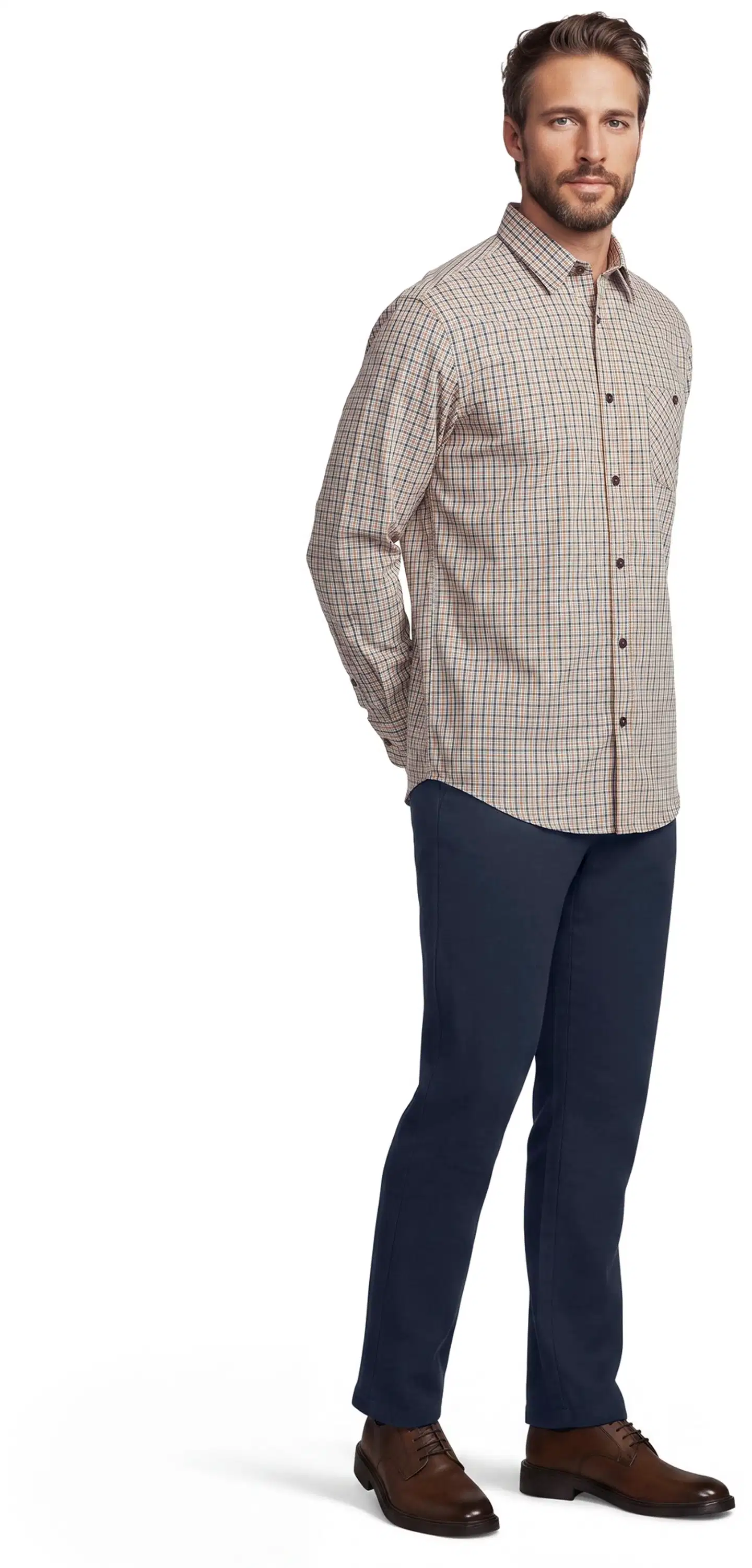 House miesten ruutupaita Kaneli 194H292608 - Navy Blazer/Cinnamon - 4