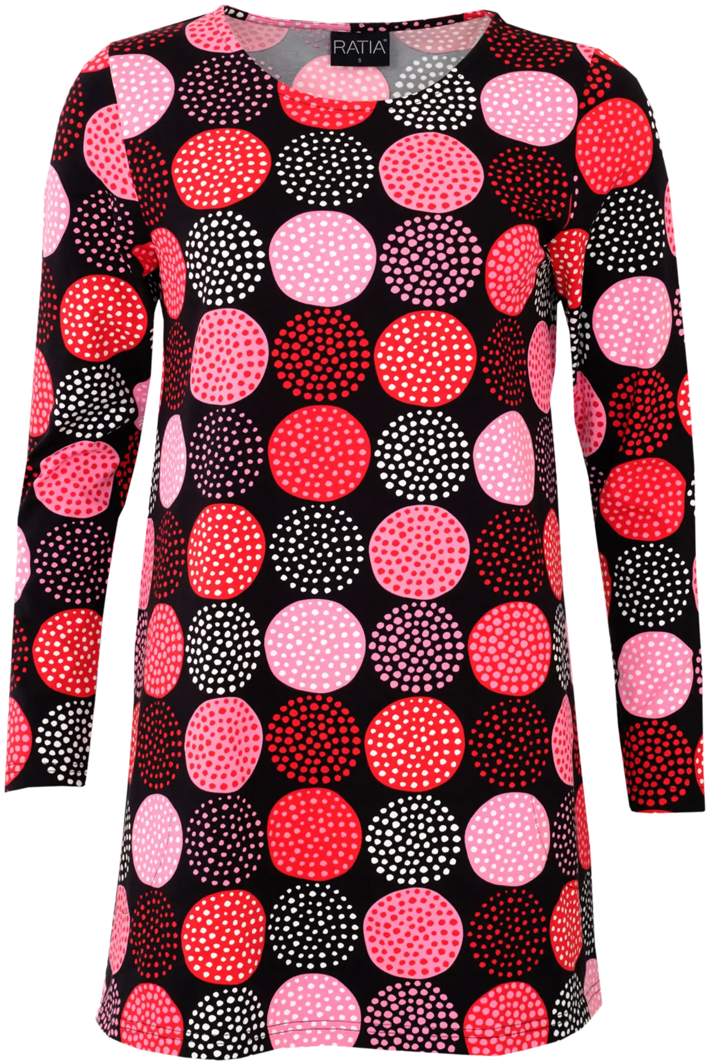 RATIA® naisten pitkähihainen trikootunika Pisara Lumipallo - PUNAINEN/PINKKI - 1