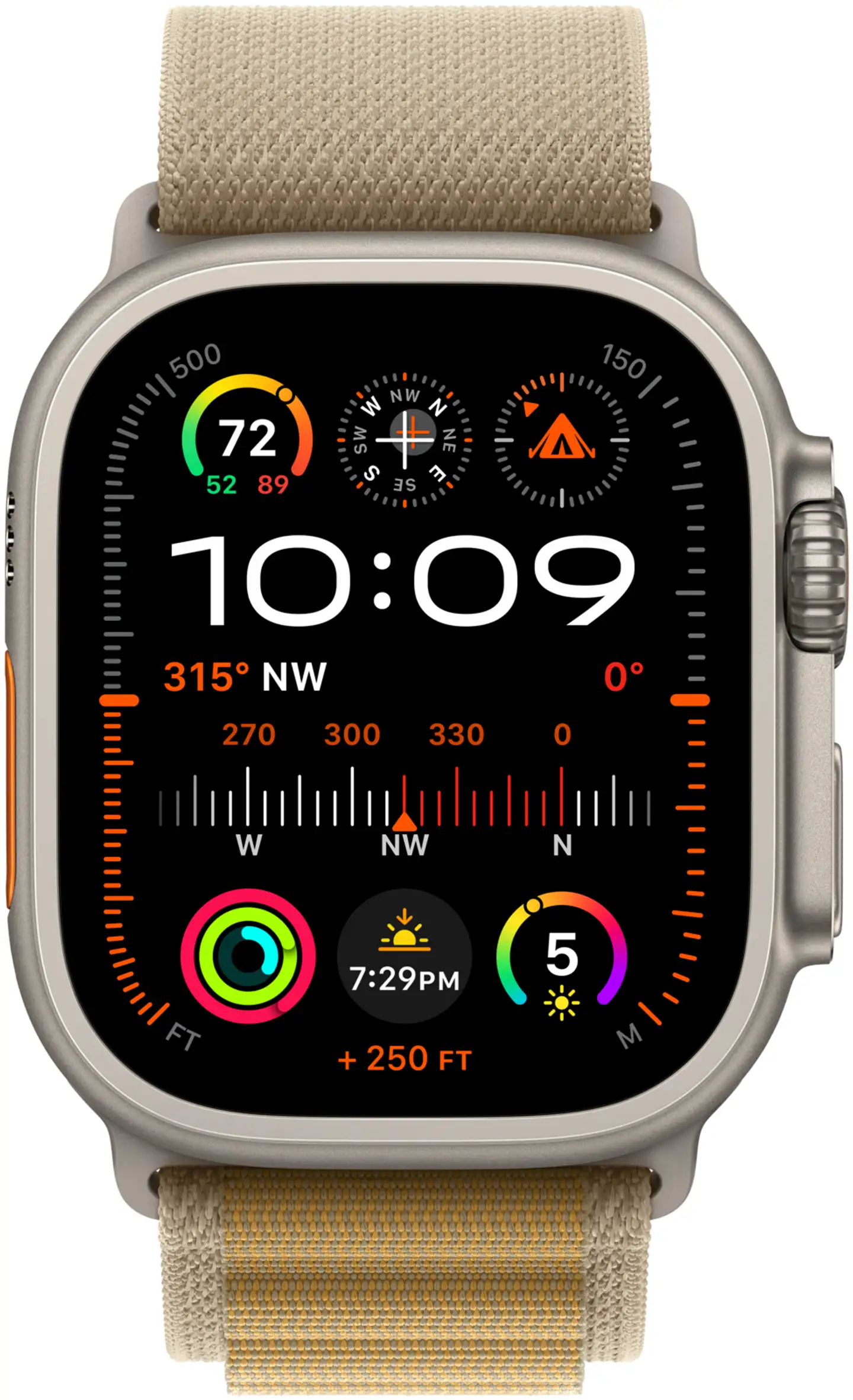 Apple Watch Ultra 2 GPS + Cellular 49mm luonnontitaani kotelo, Tan Alpine Loop ranneke - Medium - MX4F3KS/A - 1