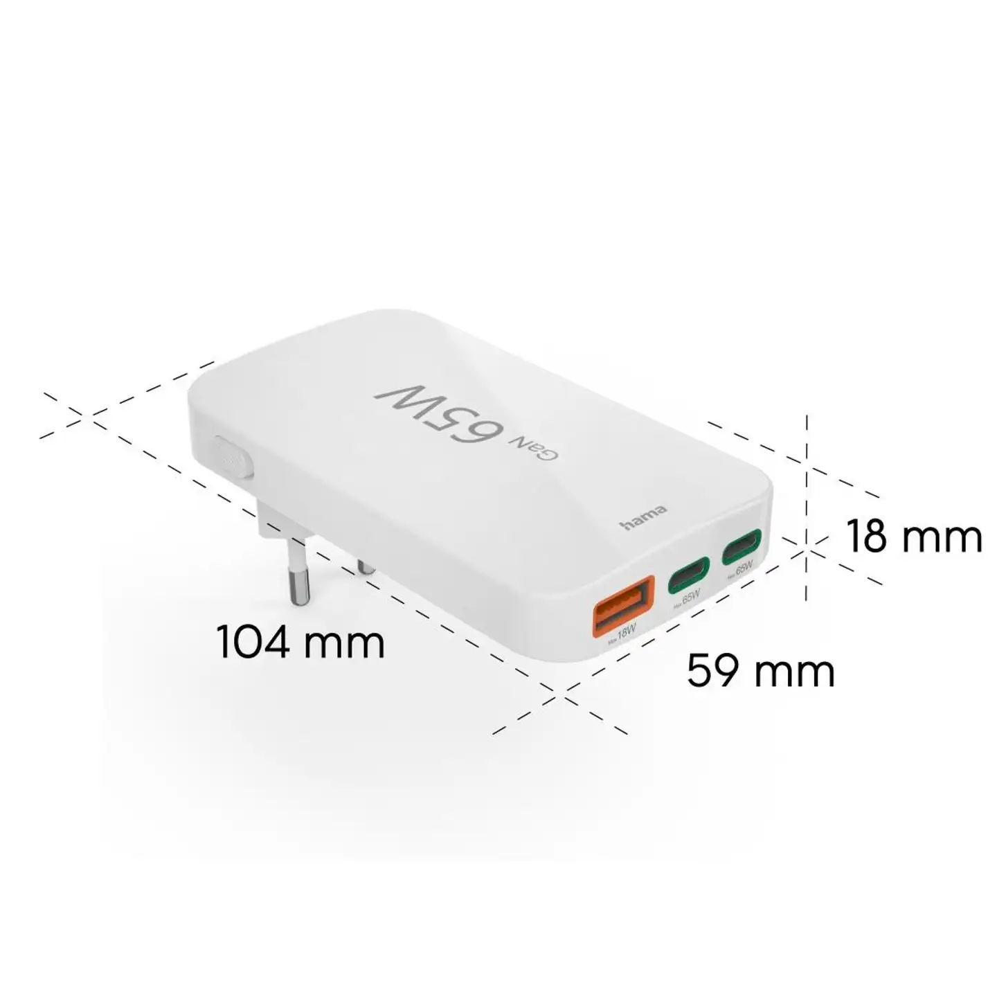 Hama pikalaturi, 2x USB-C, 1x USB-A, GaN, PD, 65W - 8