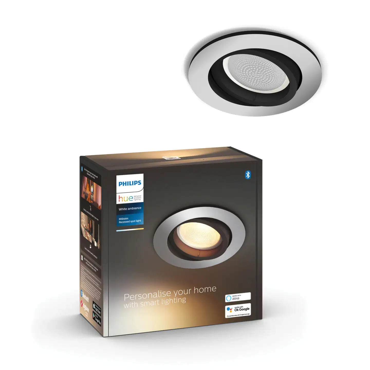 Philips Hue Milliskin upotettava -kohdevalaisin 4.2W 2200-6500K 400LM regular alumiini - 2