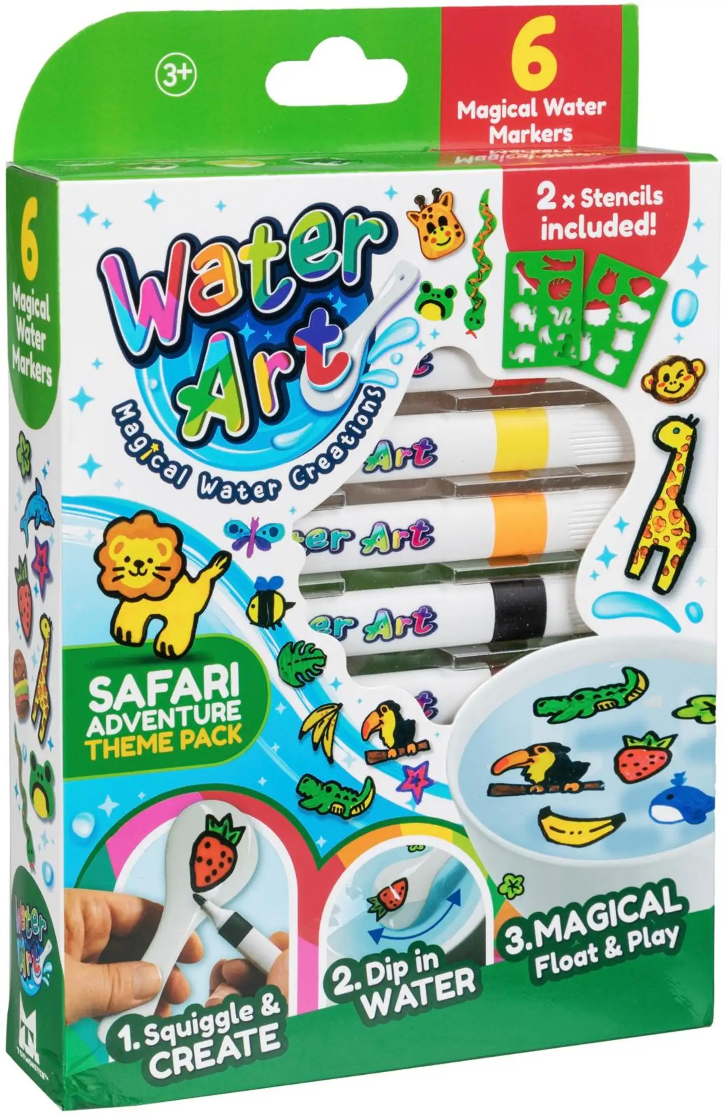 Water Art askartelusetti 6 tussia safari - 2