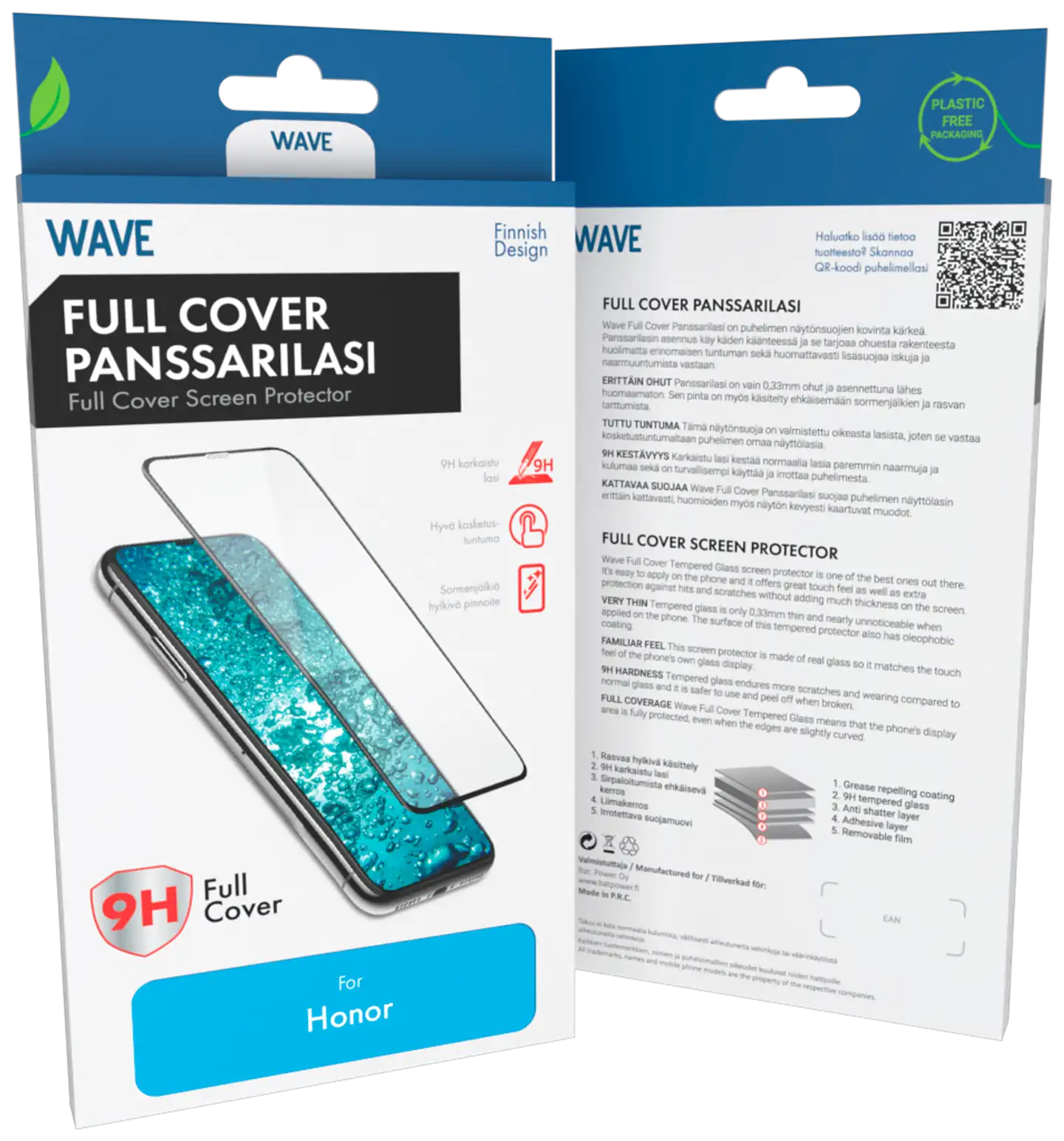 Wave Full Cover Panssarilasi, Honor 400 Lite, Musta Kehys