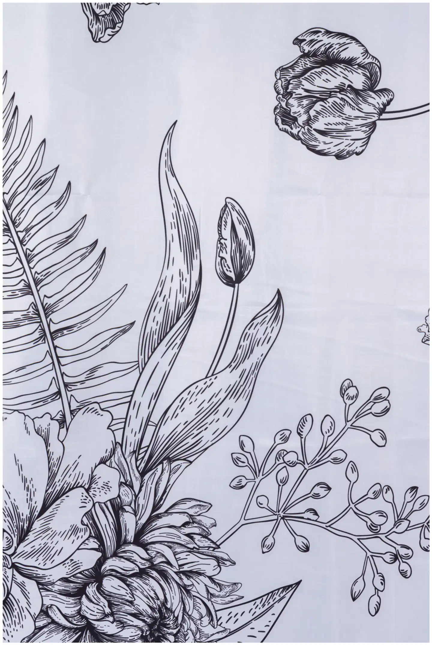 House suihkuverho black/white flowers 180x200 cm - 3