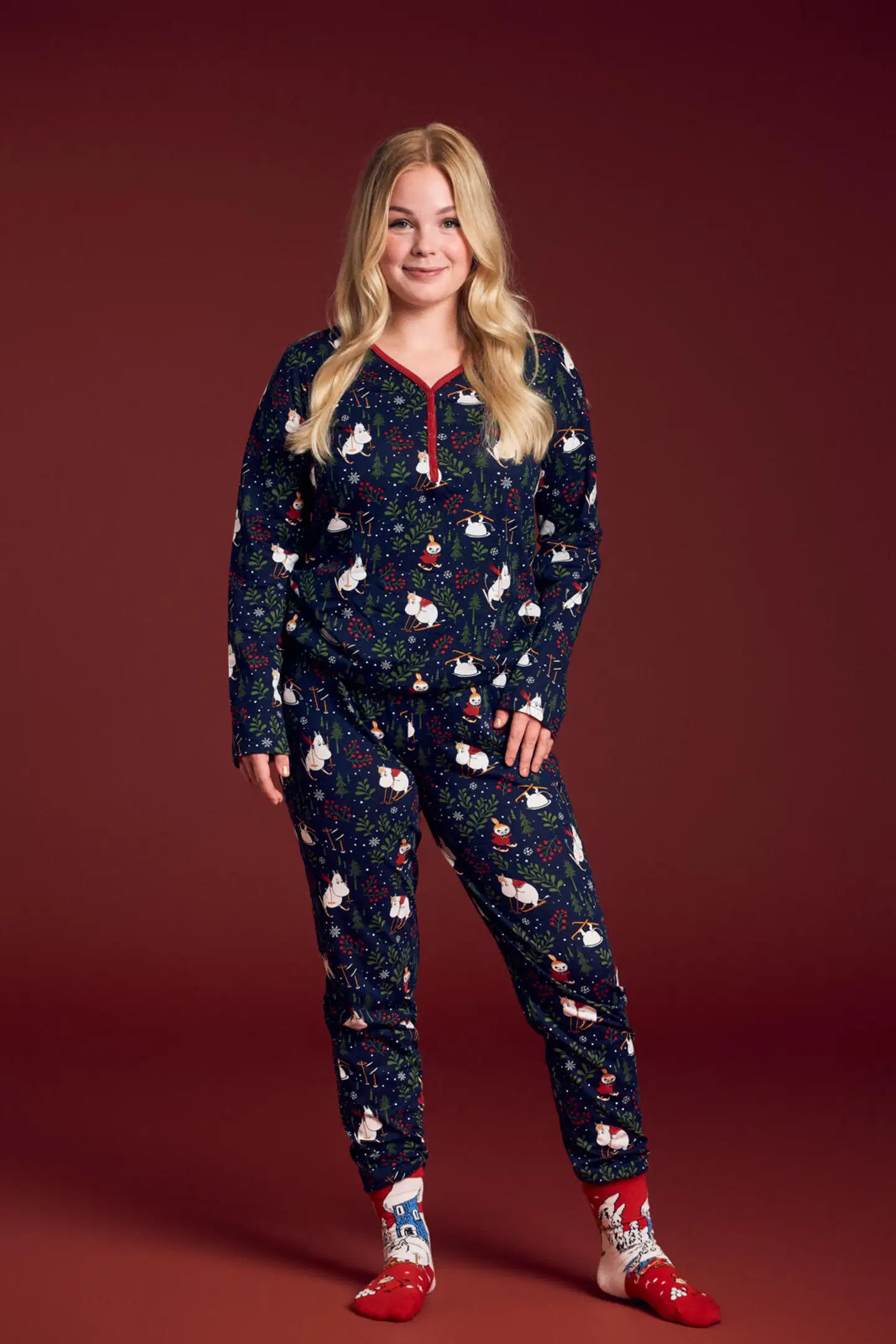 Muumi naisten pyjama Hiihtoretki 593716 - tummansininen - 8