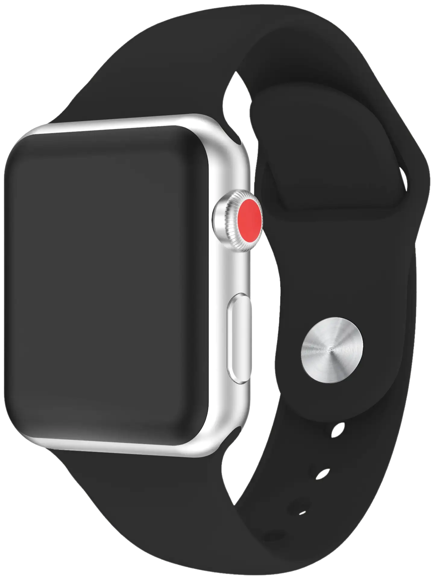 Wave Silikoniranneke, Apple Watch 42mm (Series 1-9) / Apple Watch 44mm / Apple Watch 45mm / Apple Watch 46mm / Apple Watch 49mm, Musta - 2