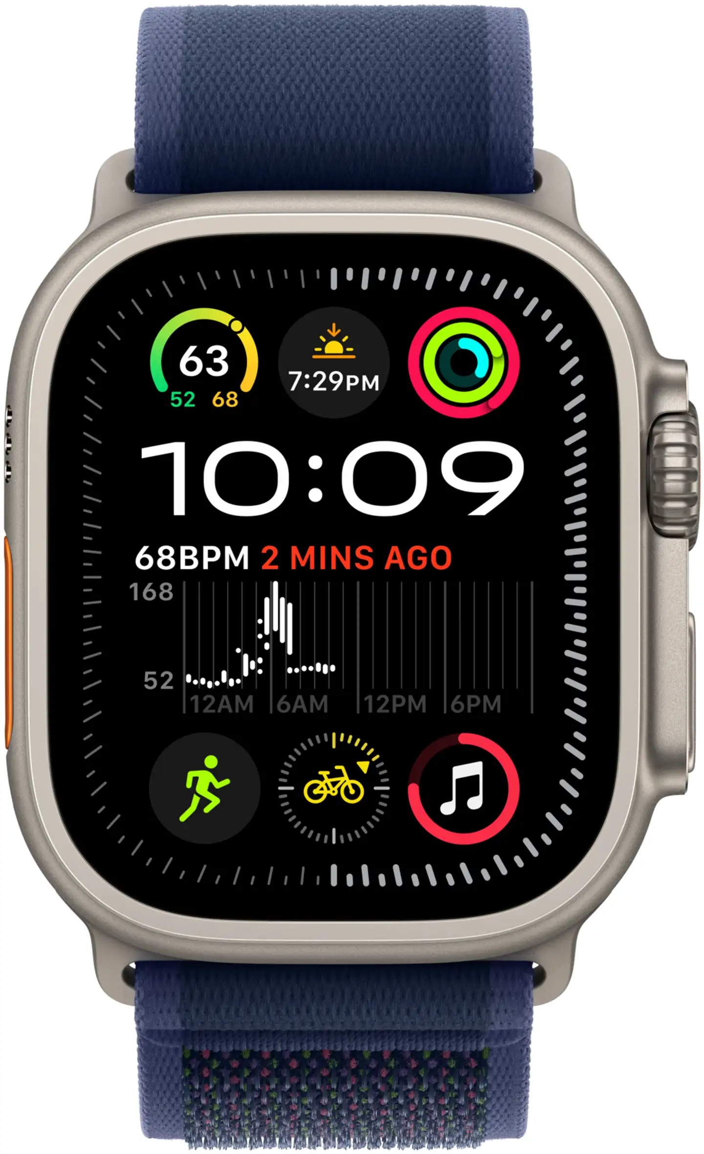 Apple Watch Ultra 2 GPS + Cellular 49mm luonnontitaani kotelo, Blue Trail Loop ranneke - M/L - MX4L3KS/A - 1