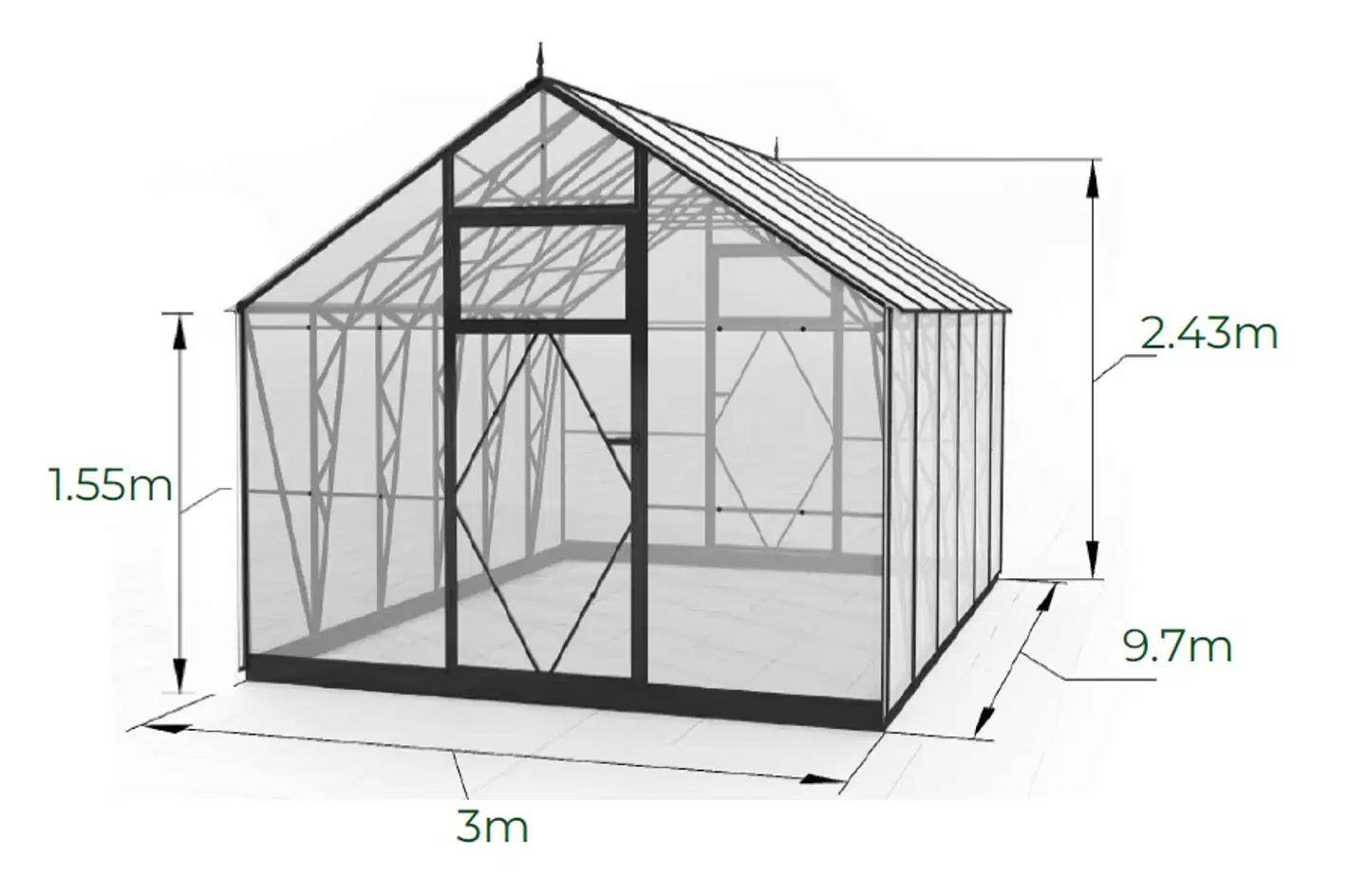 Ecoslider kasvihuone Lux 3.0 X 9.7 - 4