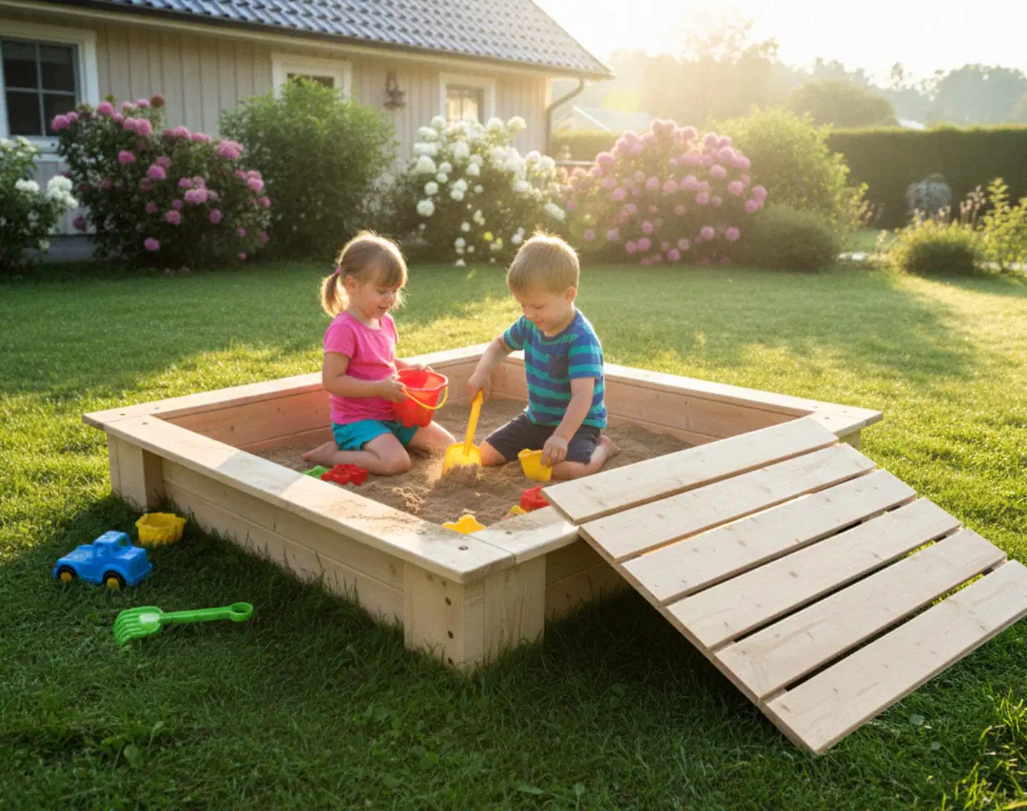 Hiekkalaatikko kannella 22x100x100cm - 4