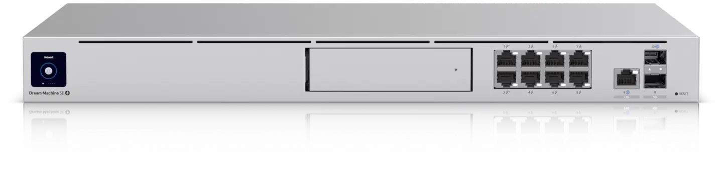 Ubiquiti räkkiasenteinen 10 Gbps yhdyskäytävä integroidulla PoE-kytkimellä UDM-SE - 1