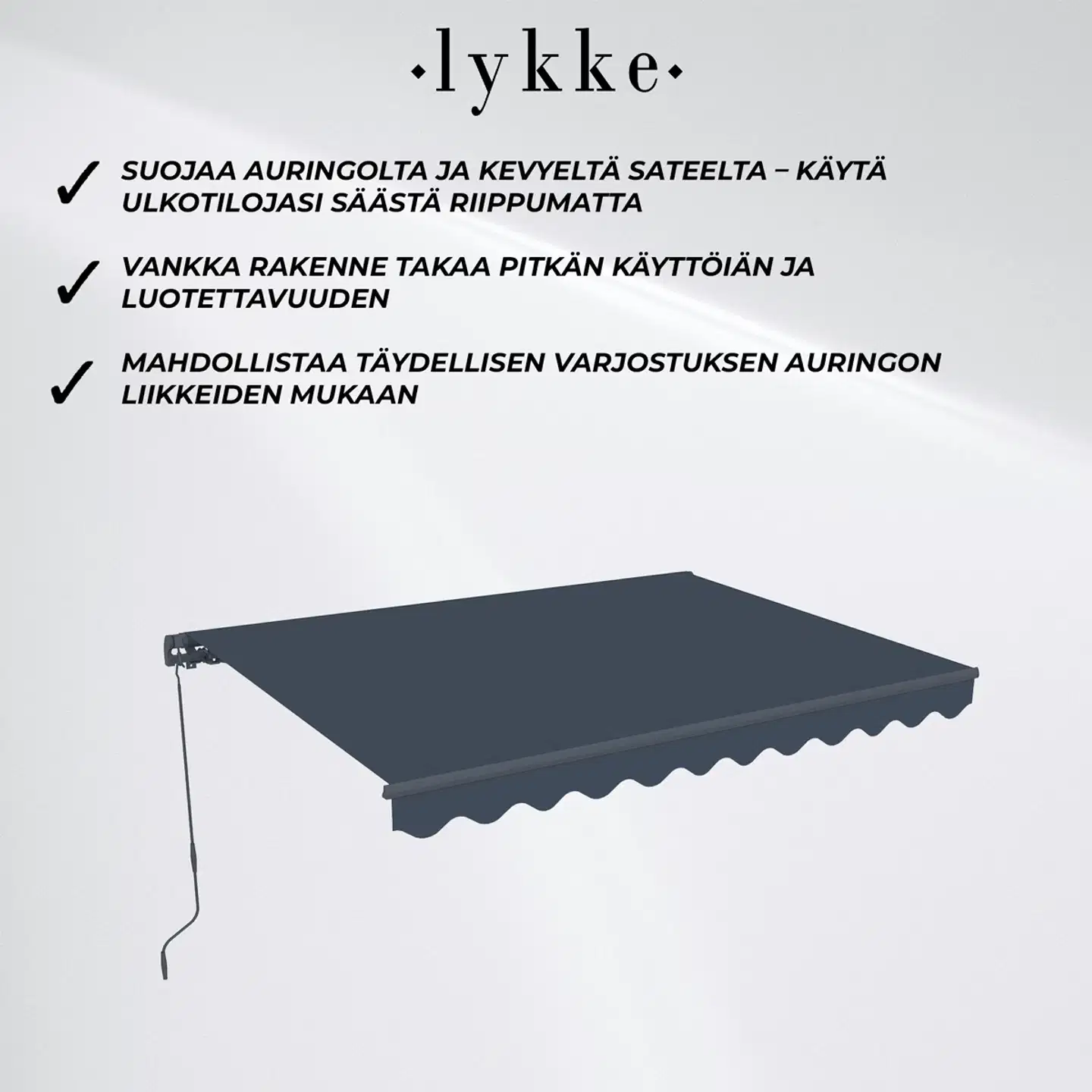 Lykke markiisi 2,95x2,5 m, tummanharmaa - 3