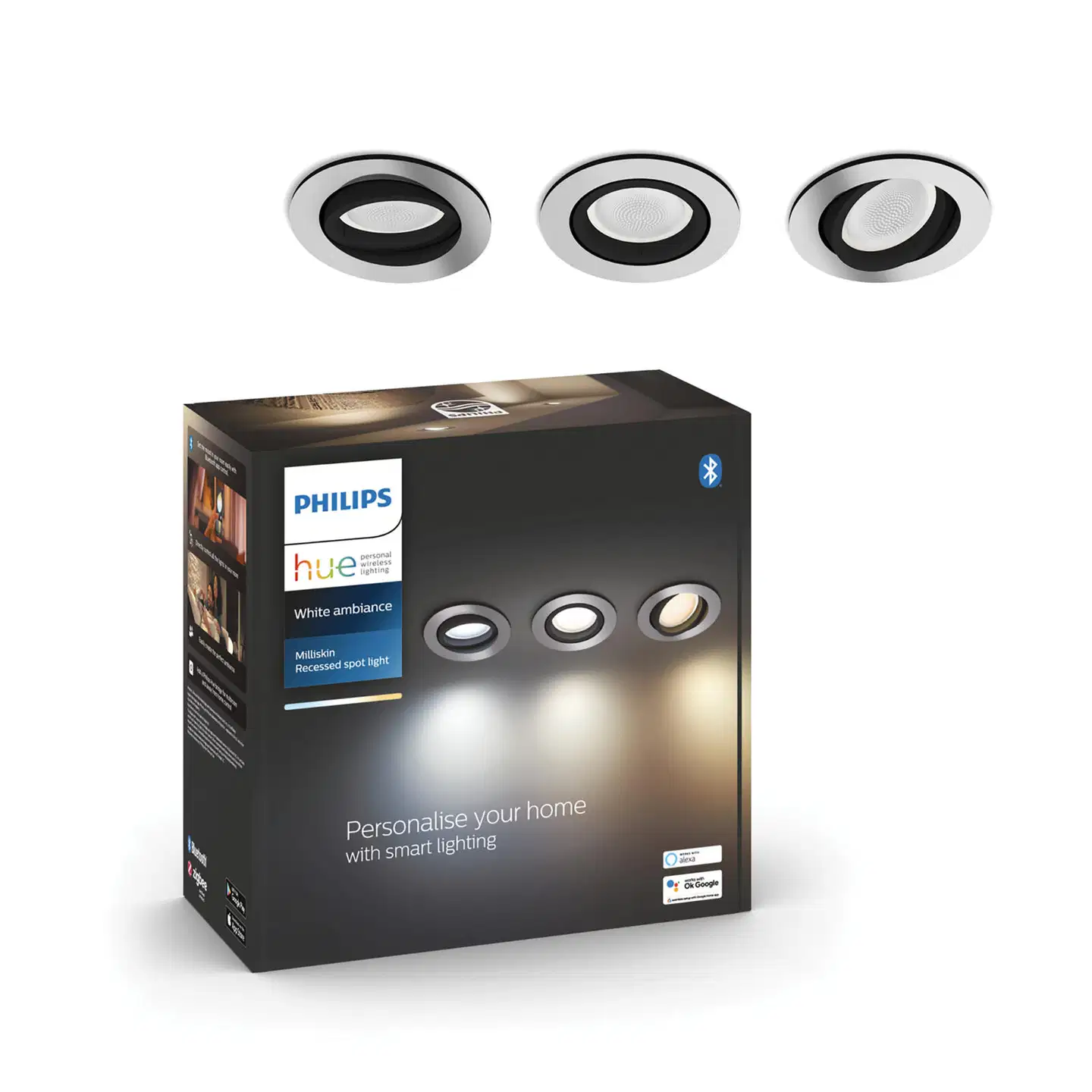 Philips Hue Milliskin upotettava -kohdevalaisin 3 kappaletta 4.2W 2200-6500K 400LM regular valkoinen - 2