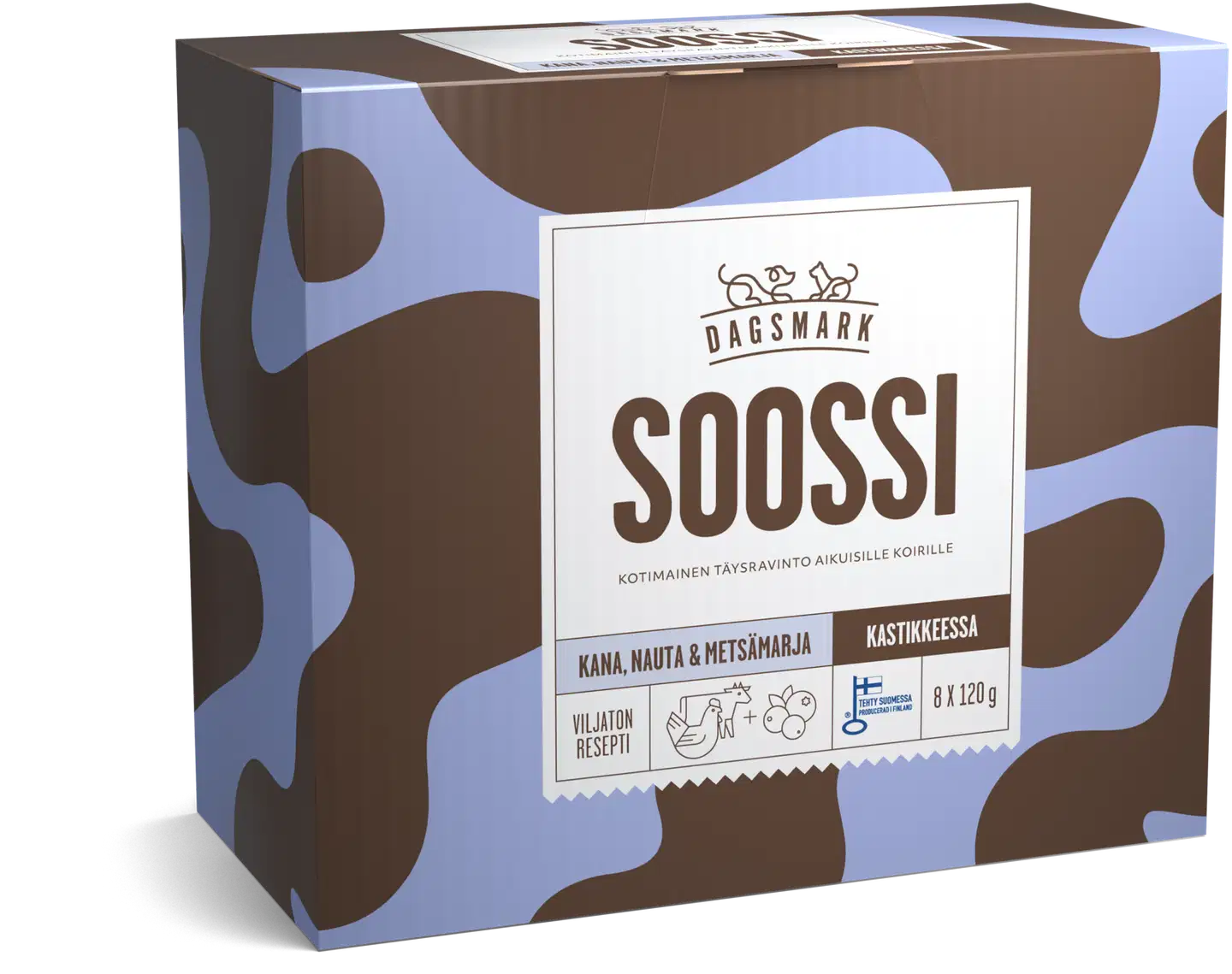 Dagsmark SOOSSI kana, nauta & metsämarja kastikkeessa aikuisille koirille 8 x 120 g