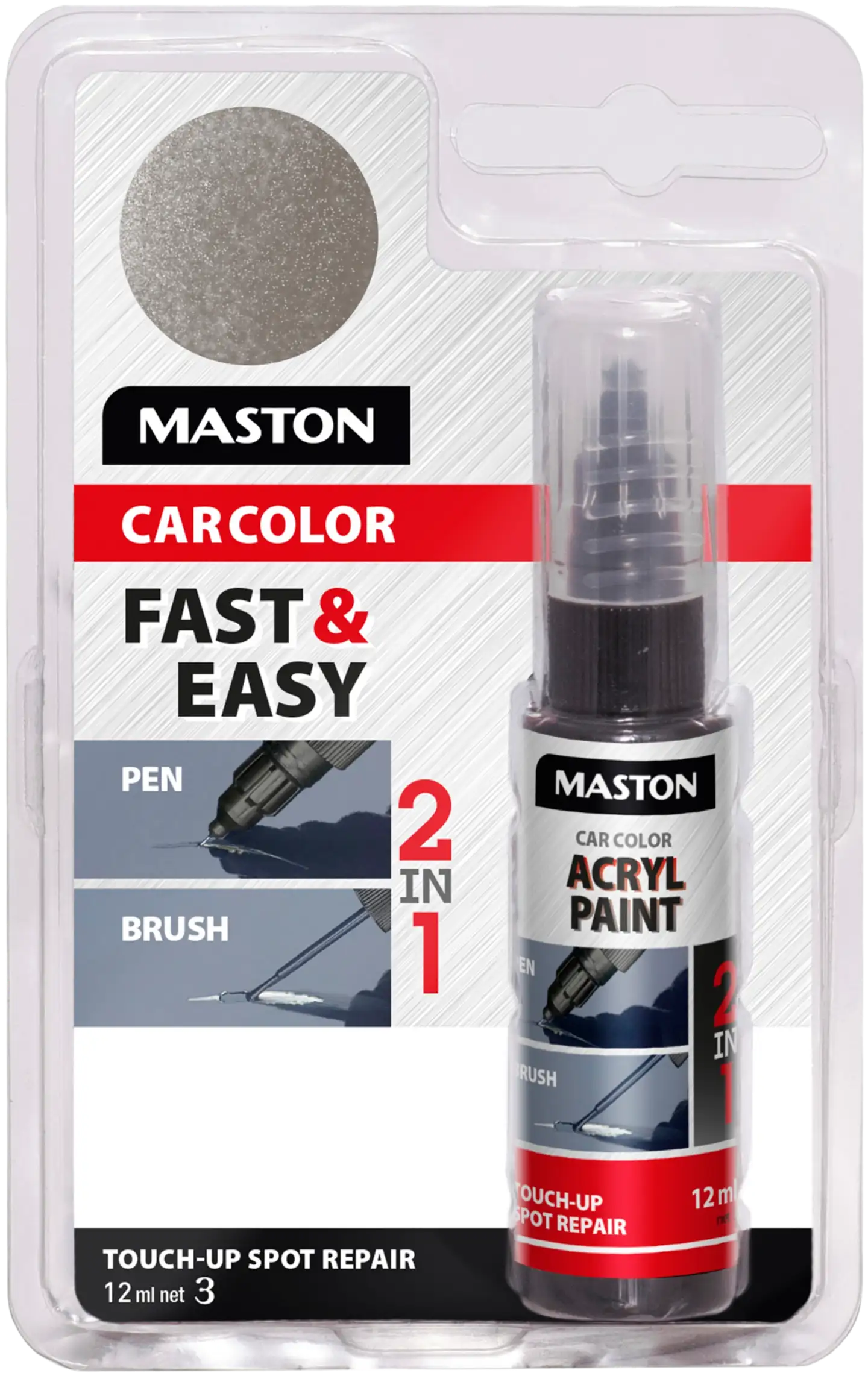 Maston korjauskynä CarColor Touch-Up hopea 7040 12 ml