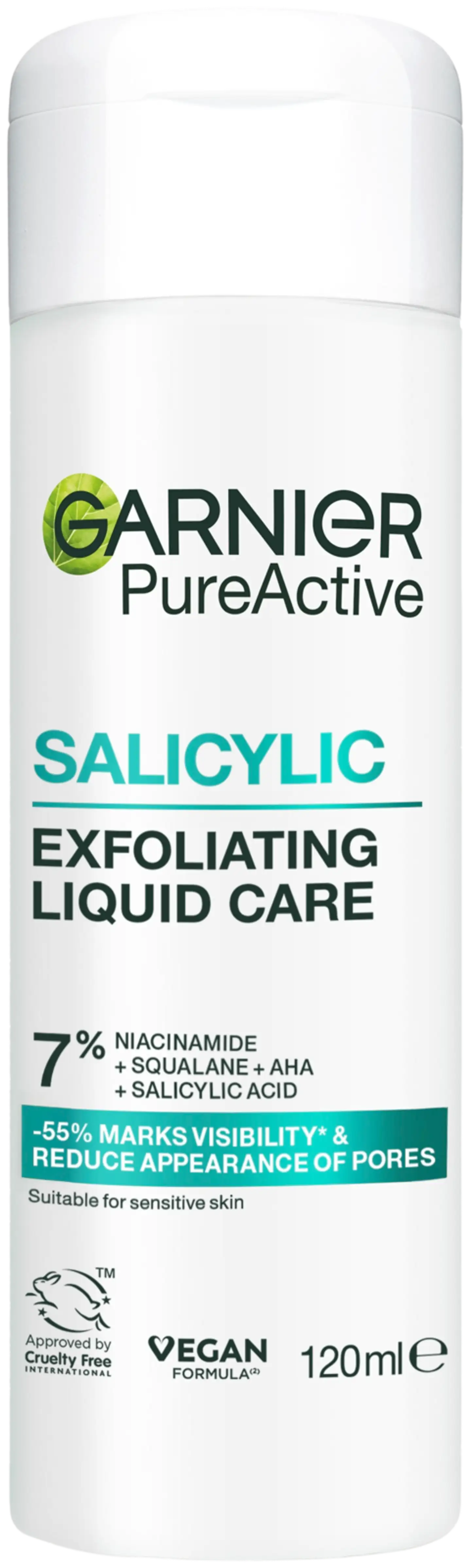 Garnier PureActive Salicylic Exfoliating Liquid Care Kasvovesi epäpuhtaalle iholle 120 ml - 1