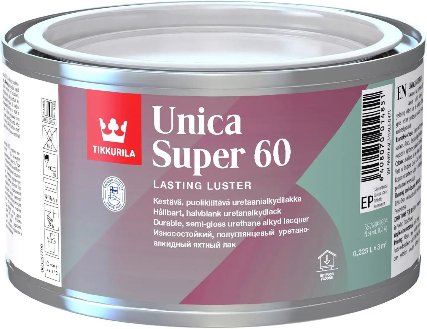 Tikkurila lakka Unica Super 60 0,225 l EP sävytettävissä puolikiiltävä