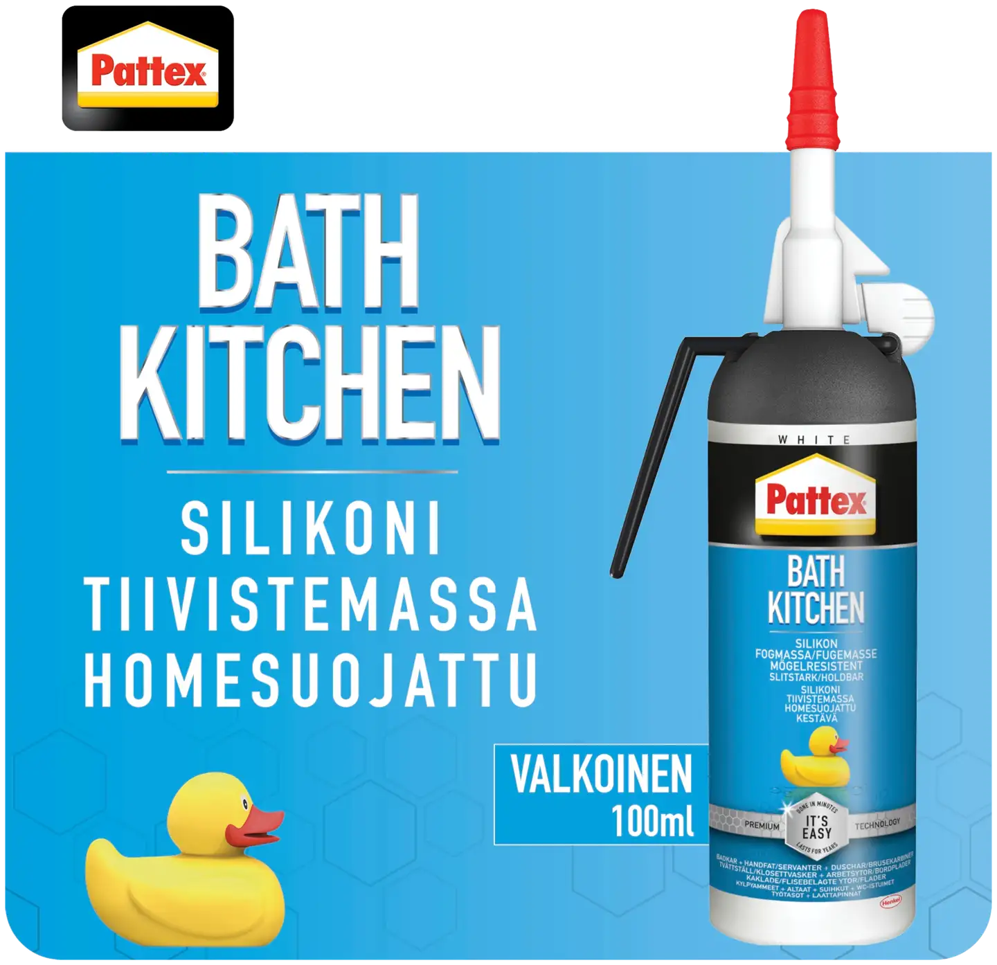 Pattex silikonimassa 100ml painepakkaus Bath&Kitchen valkoinen - 3