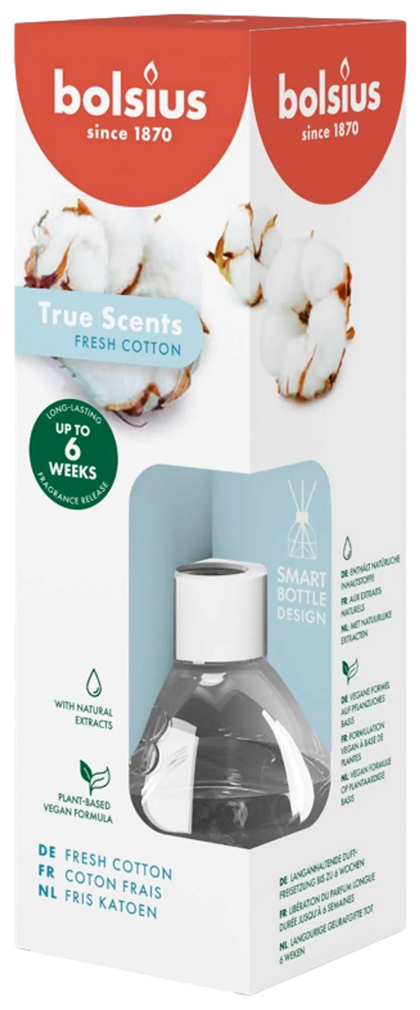 Bolsius True Scents – huonetuoksu – Fresh Cotton – 60 ml - 1