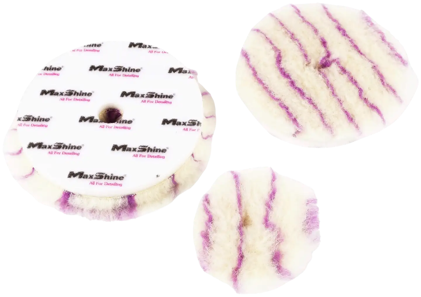 Maxshine 2060125R Premium-villakiillotuslaikka 5" – valkoinen/violetti, 2400GSM lampaanvillaa, vaahtotausta, poistaa tehokkaasti naarmut, pyörteet ja hologrammit, viimeistelee kiiltäväksi - 1