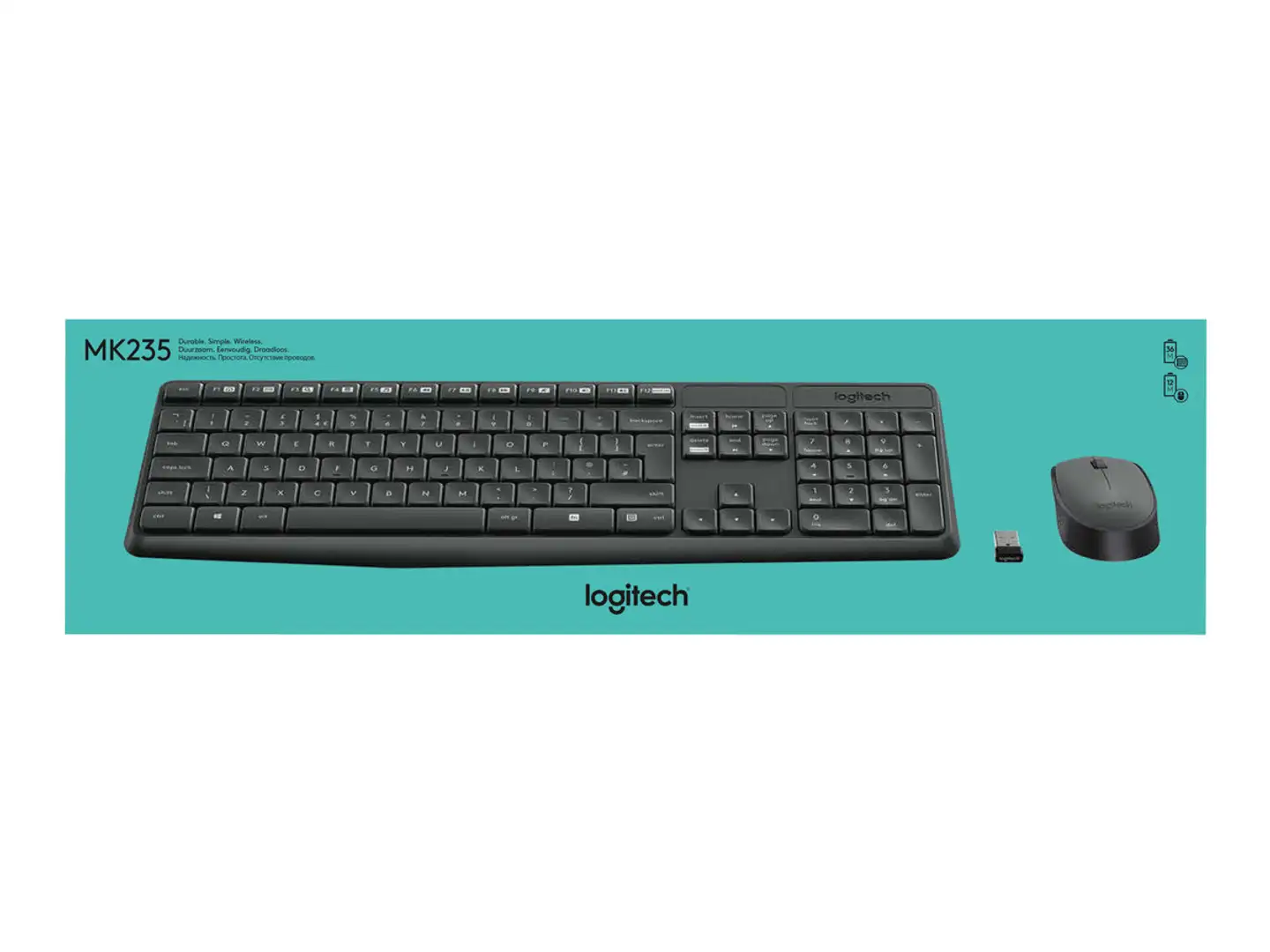 Logitech hiiri ja näppäimistö langattomat MK235 musta - 2