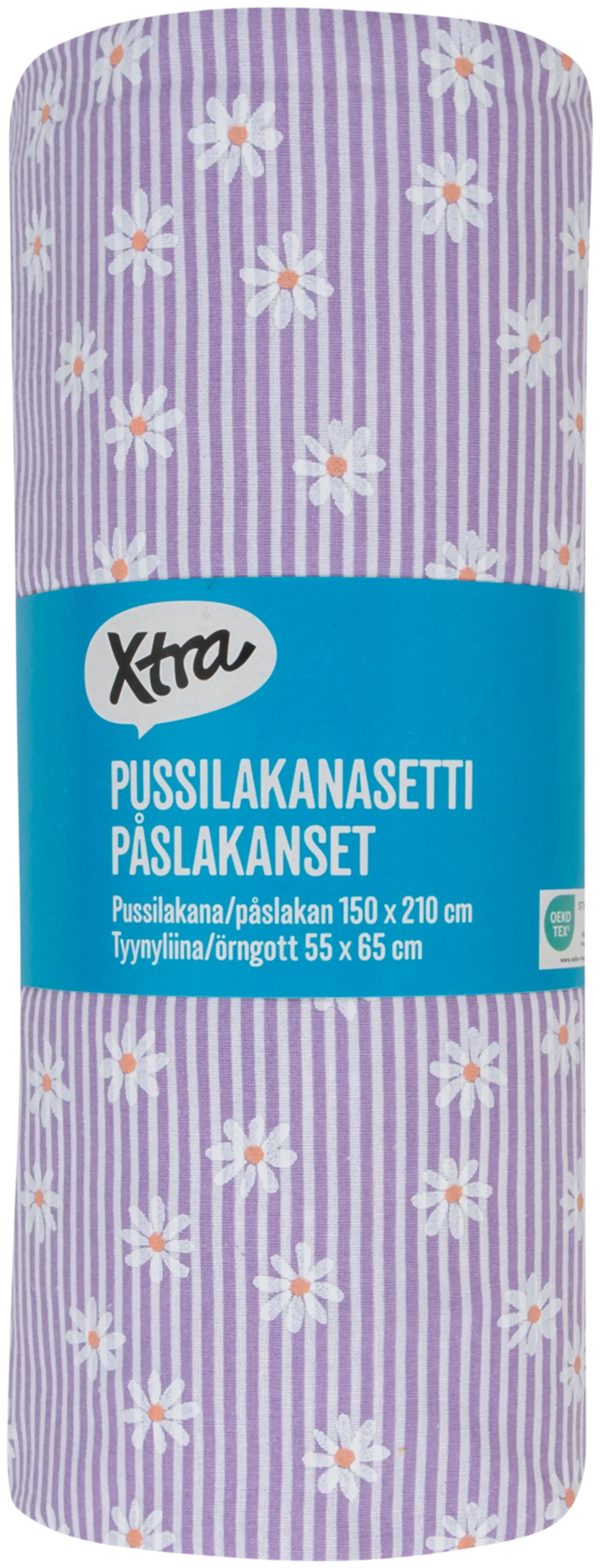 Xtra pussilakanasetti Daisy 150x210 cm liila-valkoinen - 2