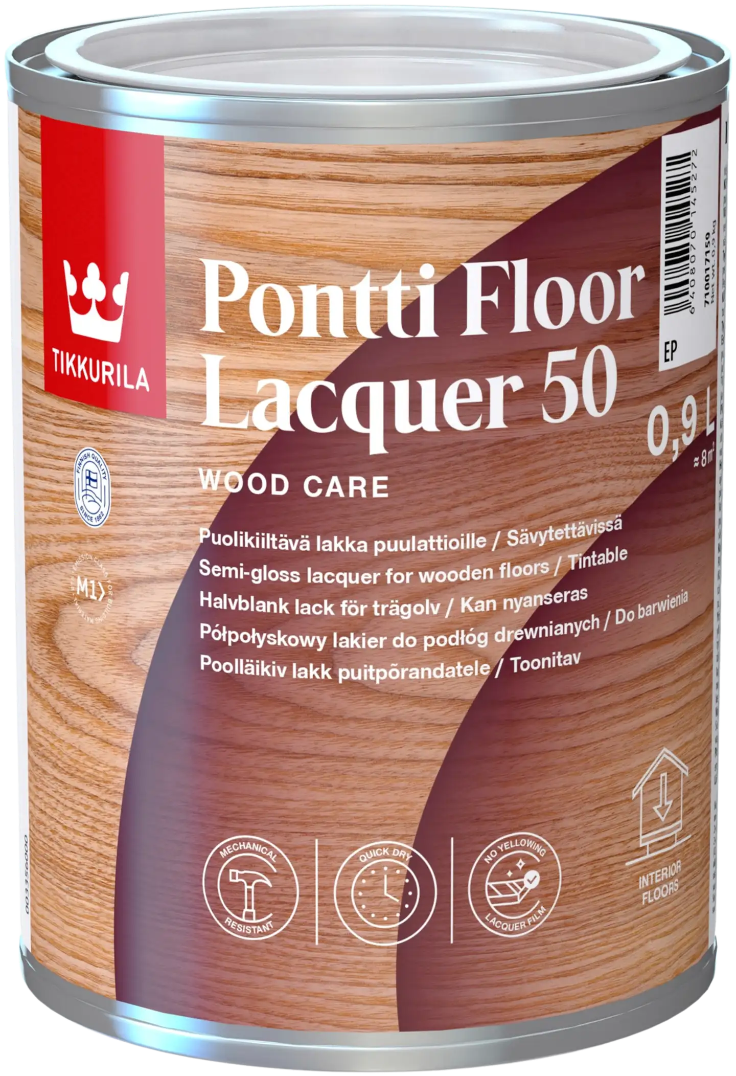 Tikkurila puulattialakka Pontti Floor Lacquer 50 0,9 l EP sävytettävissä puolikiiltävä