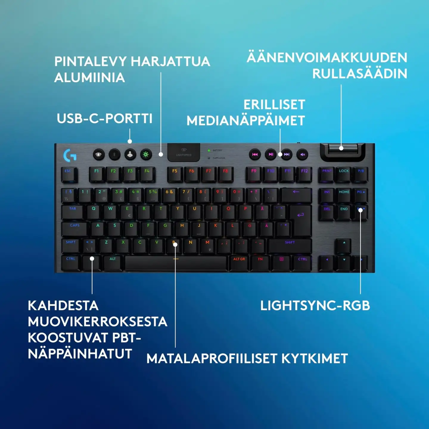 Logitech g915 x lightspeed tkl langaton pelinäppäimistö tactile musta - 4