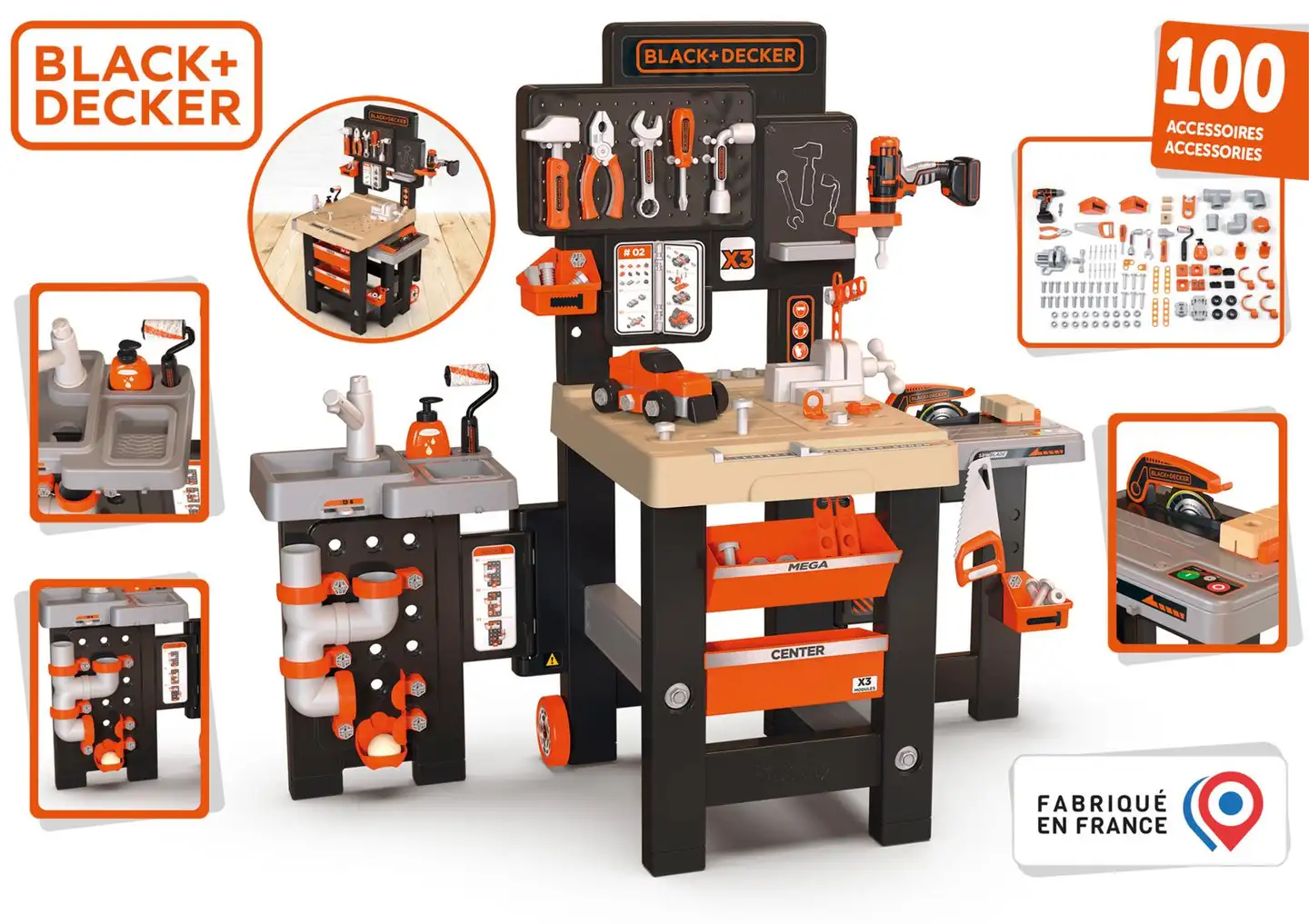 Smoby - Black + Decker Mega Center -työkalupenkki - 4