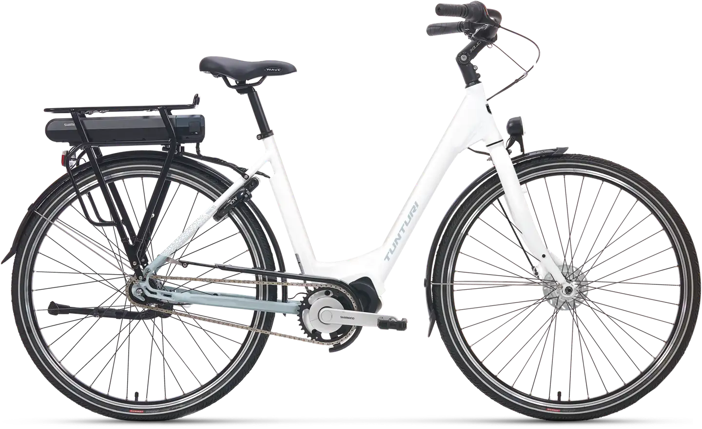 Tunturi Inari E7 28" sähköpyörä 7-vaihdetta runko 50 cm valkoinen-vaaleansininen