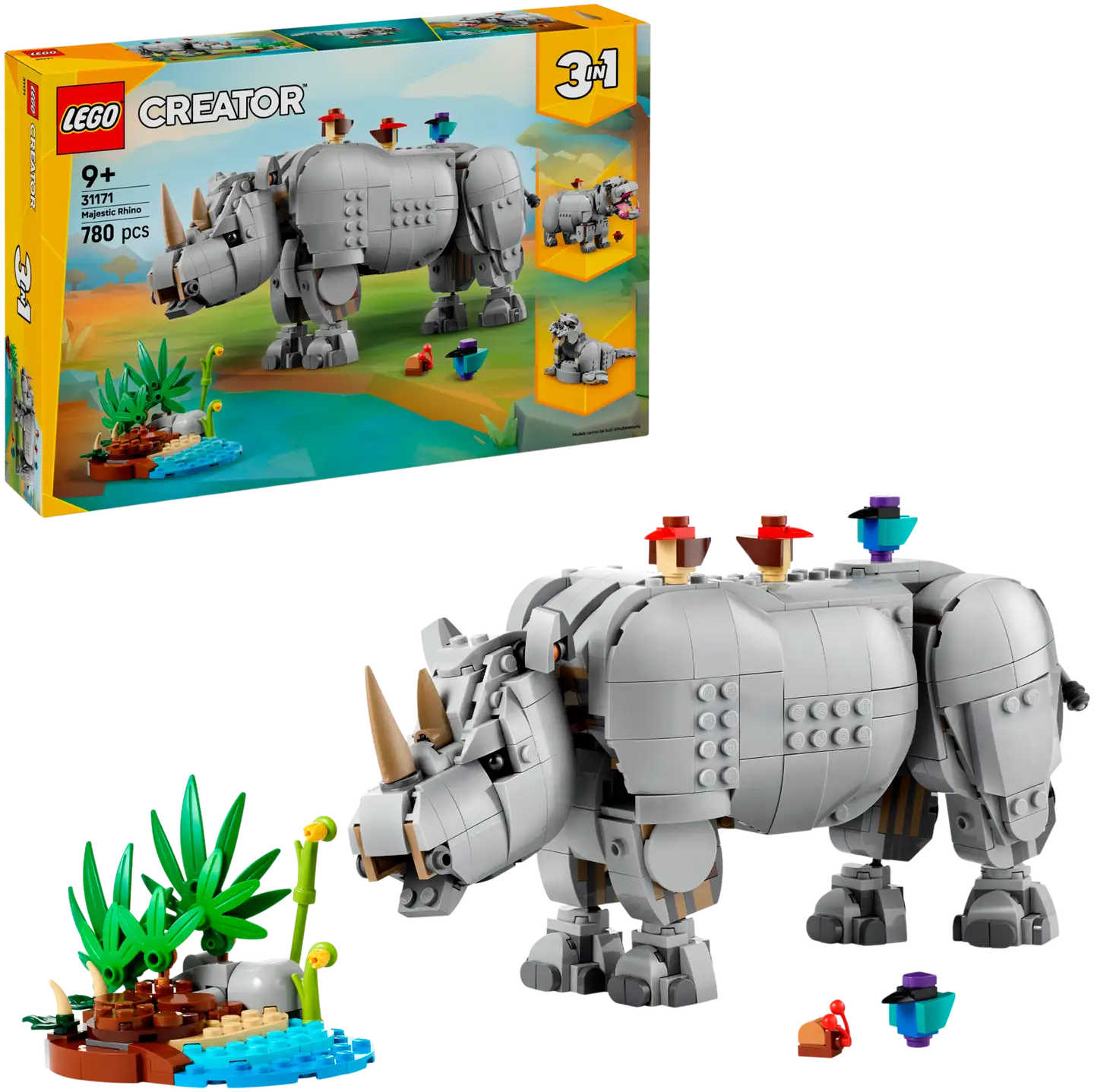 LEGO® Creator 31171 Villieläimet: Mahtava sarvikuono ja linnut - 1