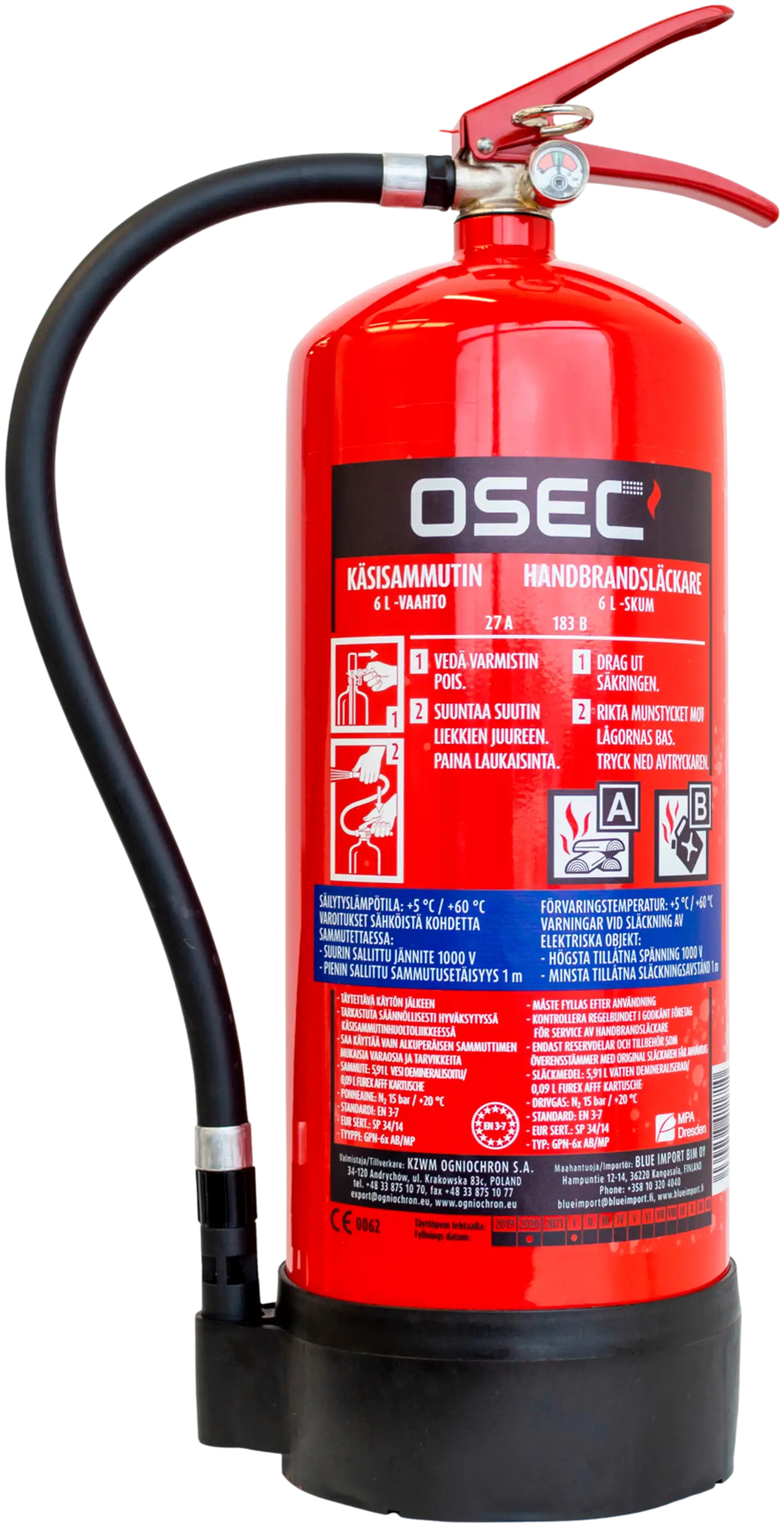Osec neste/vaahtosammutin 6l, 27A 183B - 1