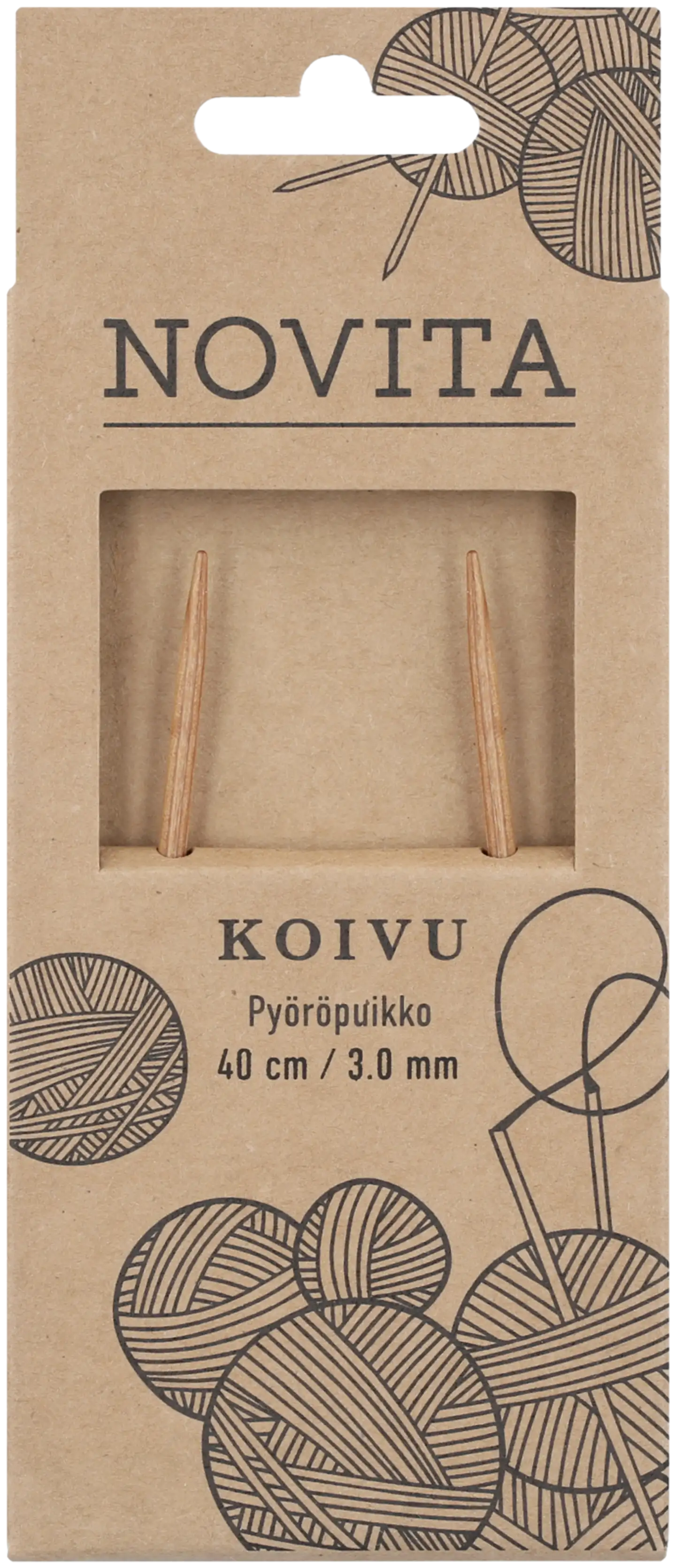 Novita pyöröpuikot 40 cm koivu 3.0 mm - 1