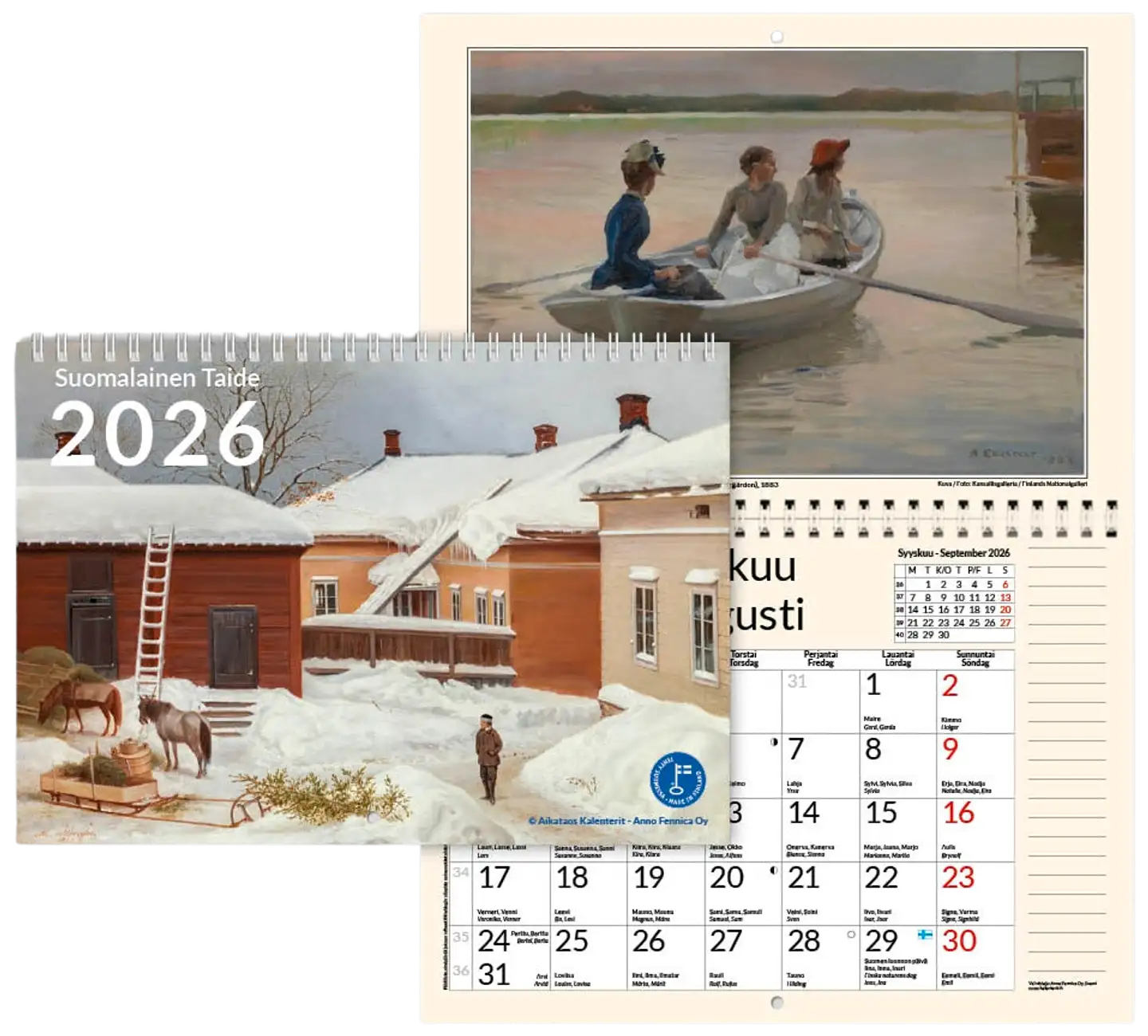 Aikataos seinäkalenteri Suomalainen Taide A3 2026