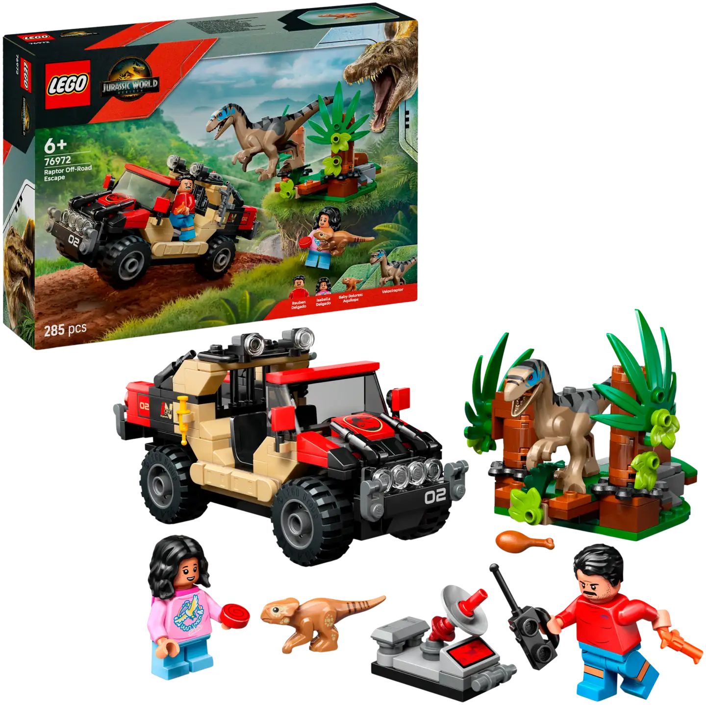 LEGO® Jurassic World Raptor ja pako maastoautolla 76972 - 1