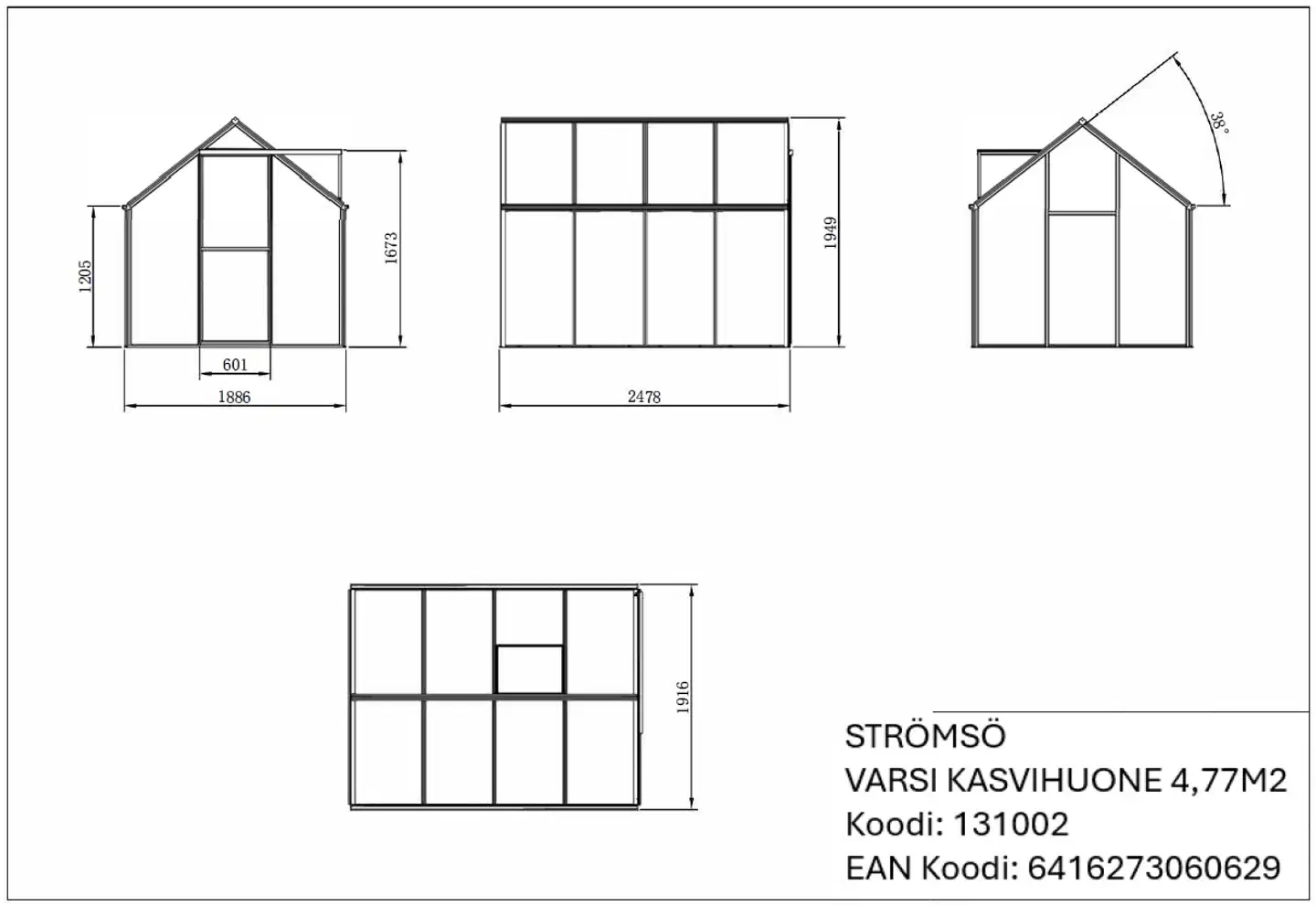 Varsi Kasvihuone 4,77m2 - 12