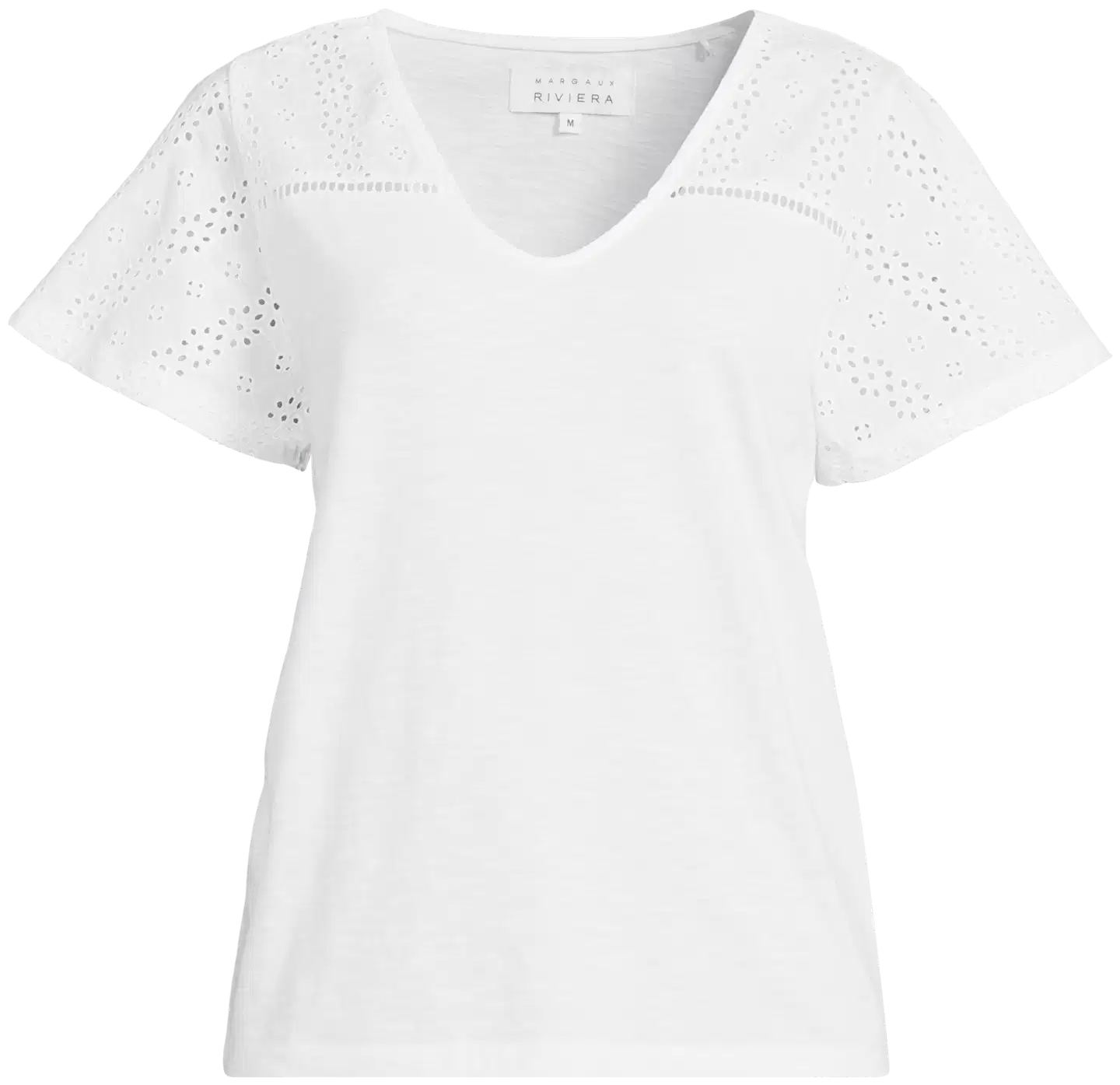 Margaux Riviera naisten pitsisomisteinen t-paita CF0354 - WHITE - 2