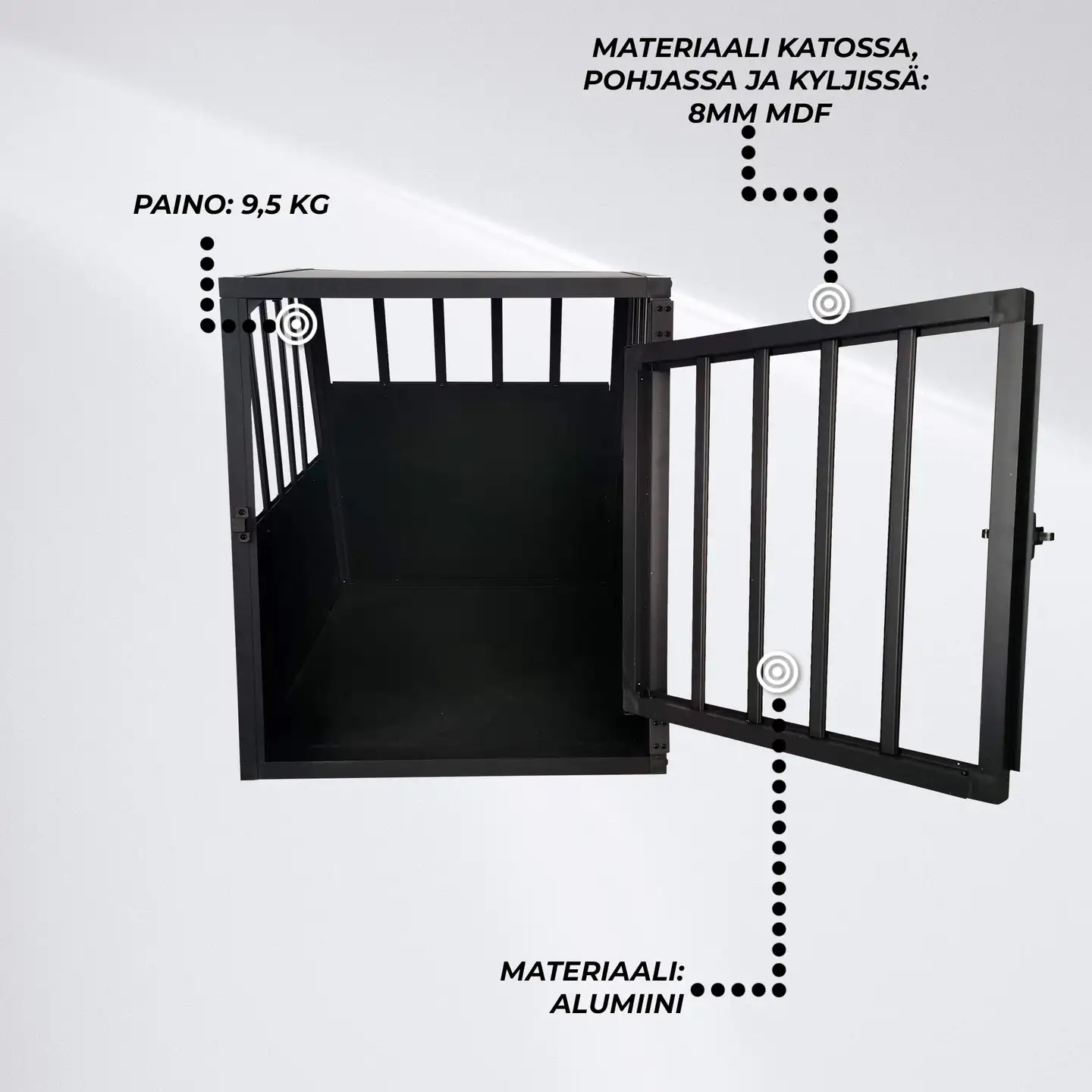 Trekker koiran kuljetushäkki S 54x69x60 cm musta - 6