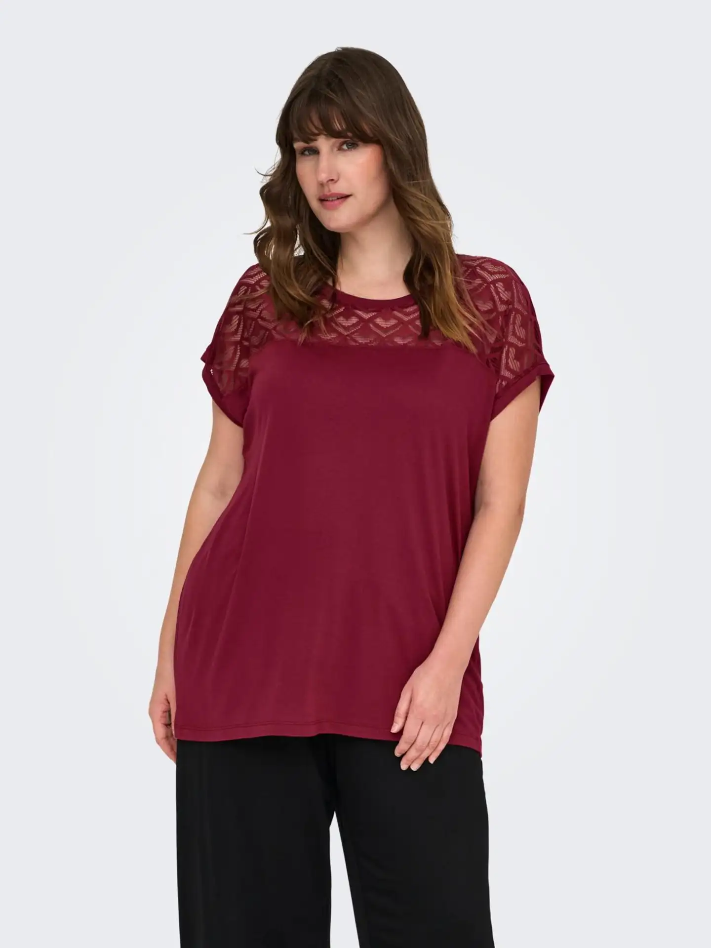 ONLY CARMAKOMA naisten paita Carflake - Ruby wine - 3