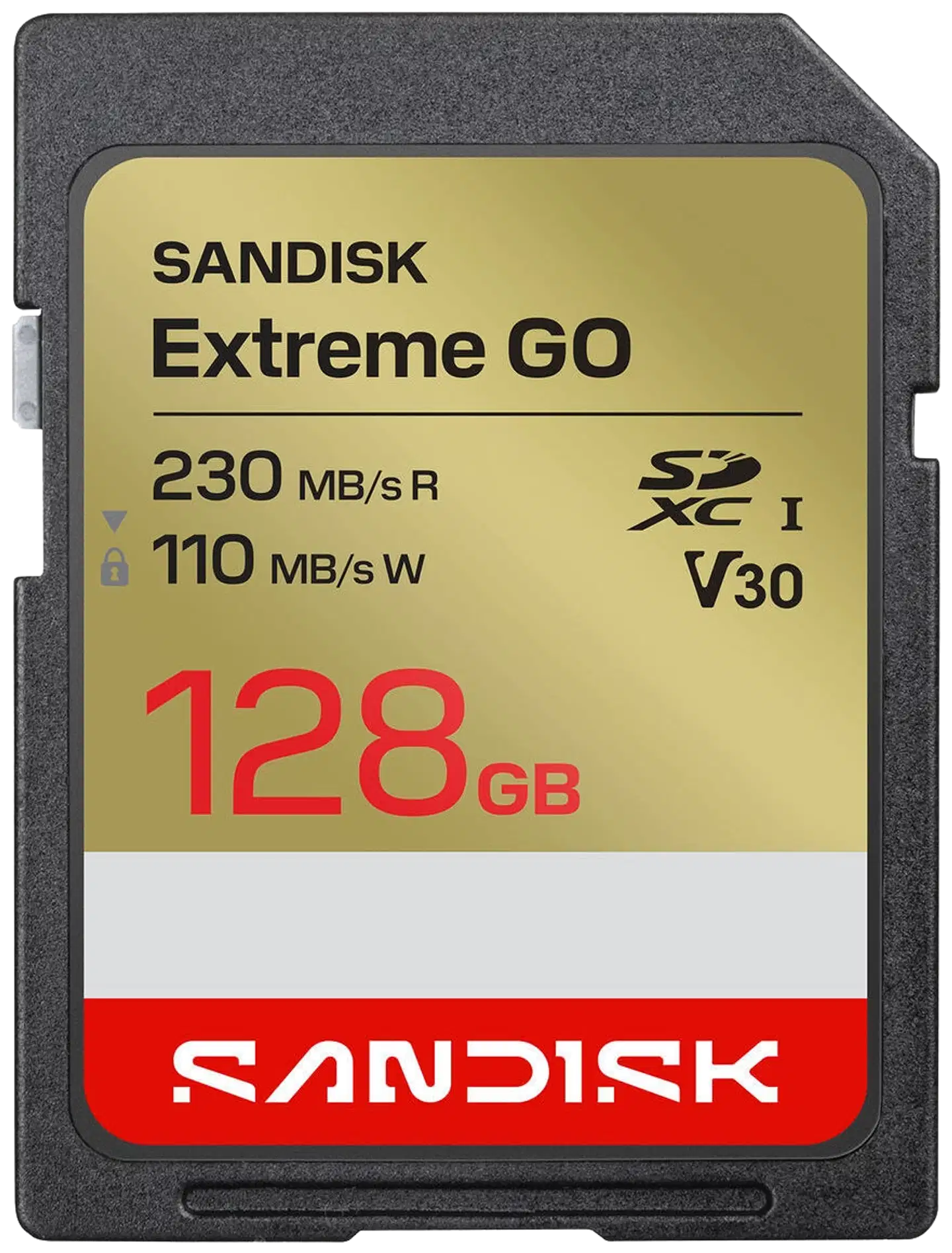 SANDISK Extreme GO SD-kortti UHS-I 128GB SD 230MB/s Read / 110MB/s Write C10 U3 V30