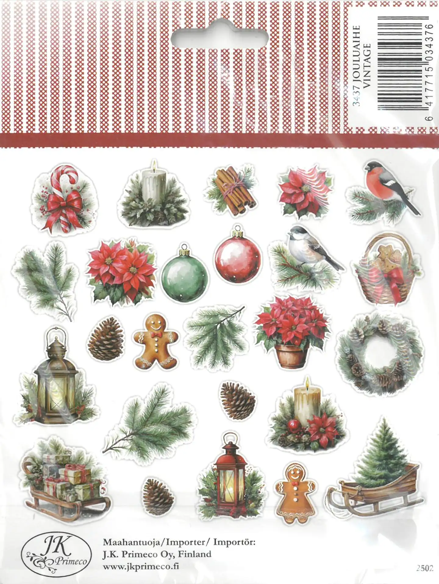 J.K. Primeco isot askartelukuviot Jouluaihe vintage 25kpl - 2