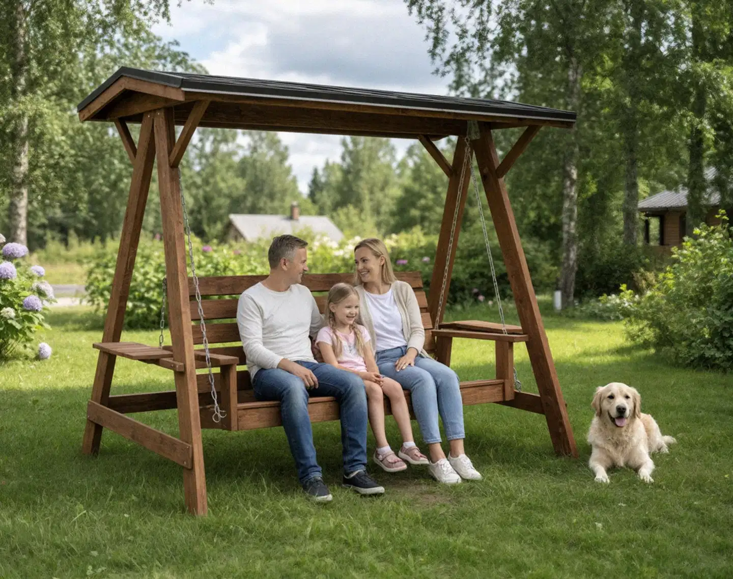 Pihakeinu kiinteällä katoksella, ruskea, 180x235x205cm - 4