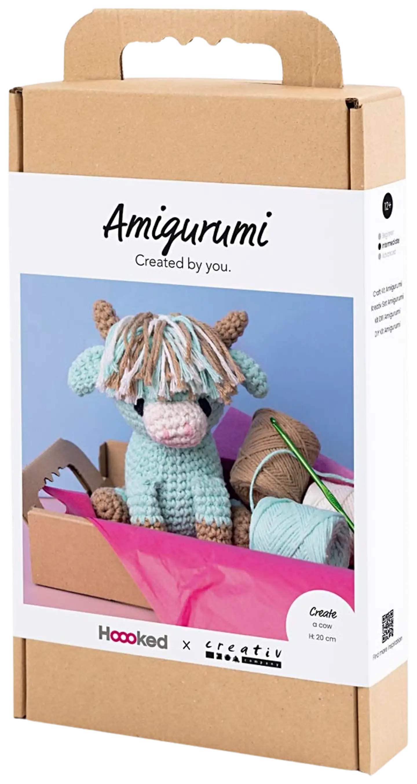 Amigurumi Askartelusetti, Lehmä, beige, mint, 1pkk/ 1 pkt - 3