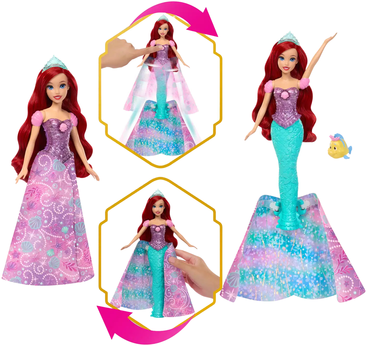 Disney Princess muuntautuva Ariel-nukke - 5