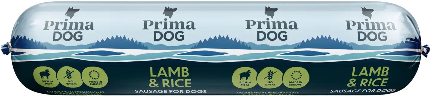 PrimaDog Lammas-riisi makkara 800 g