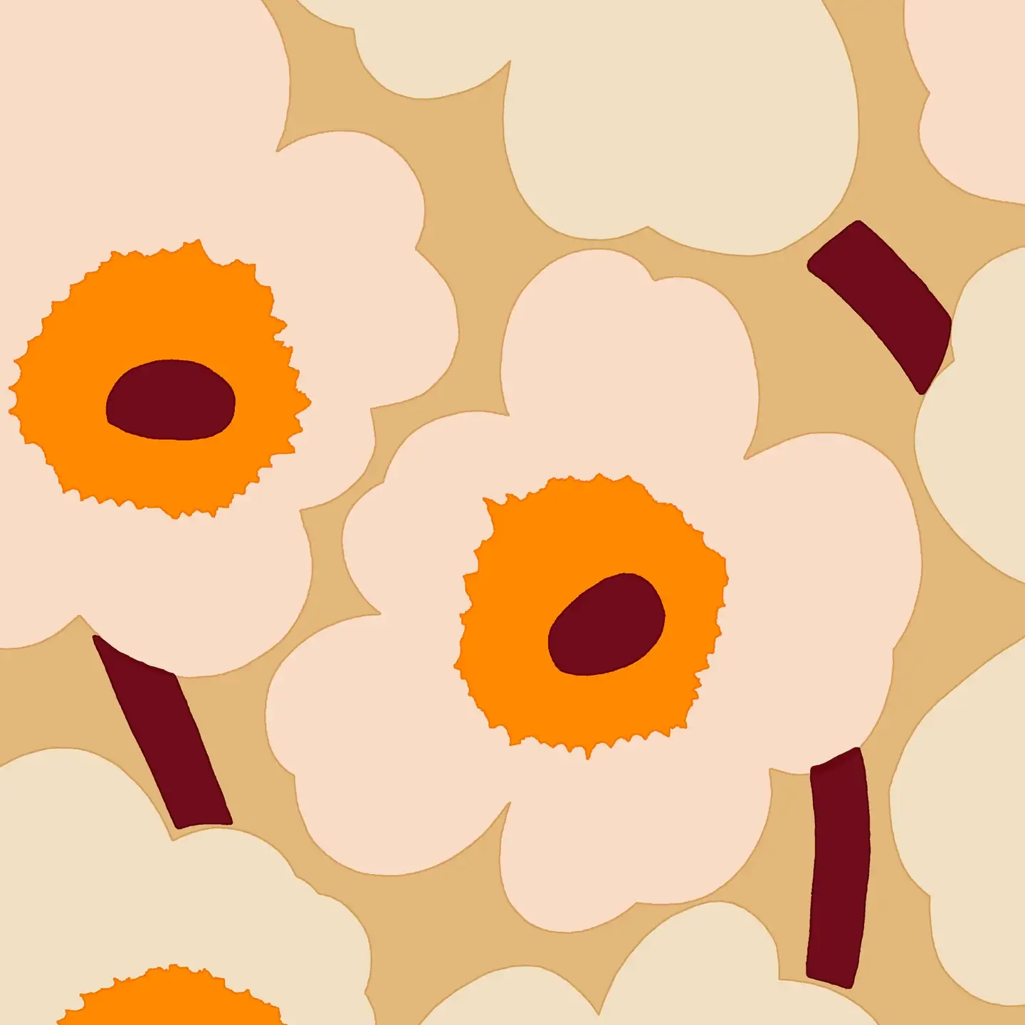 Marimekko Unikko beigeoranssi lautasliina 20kpl/33cm